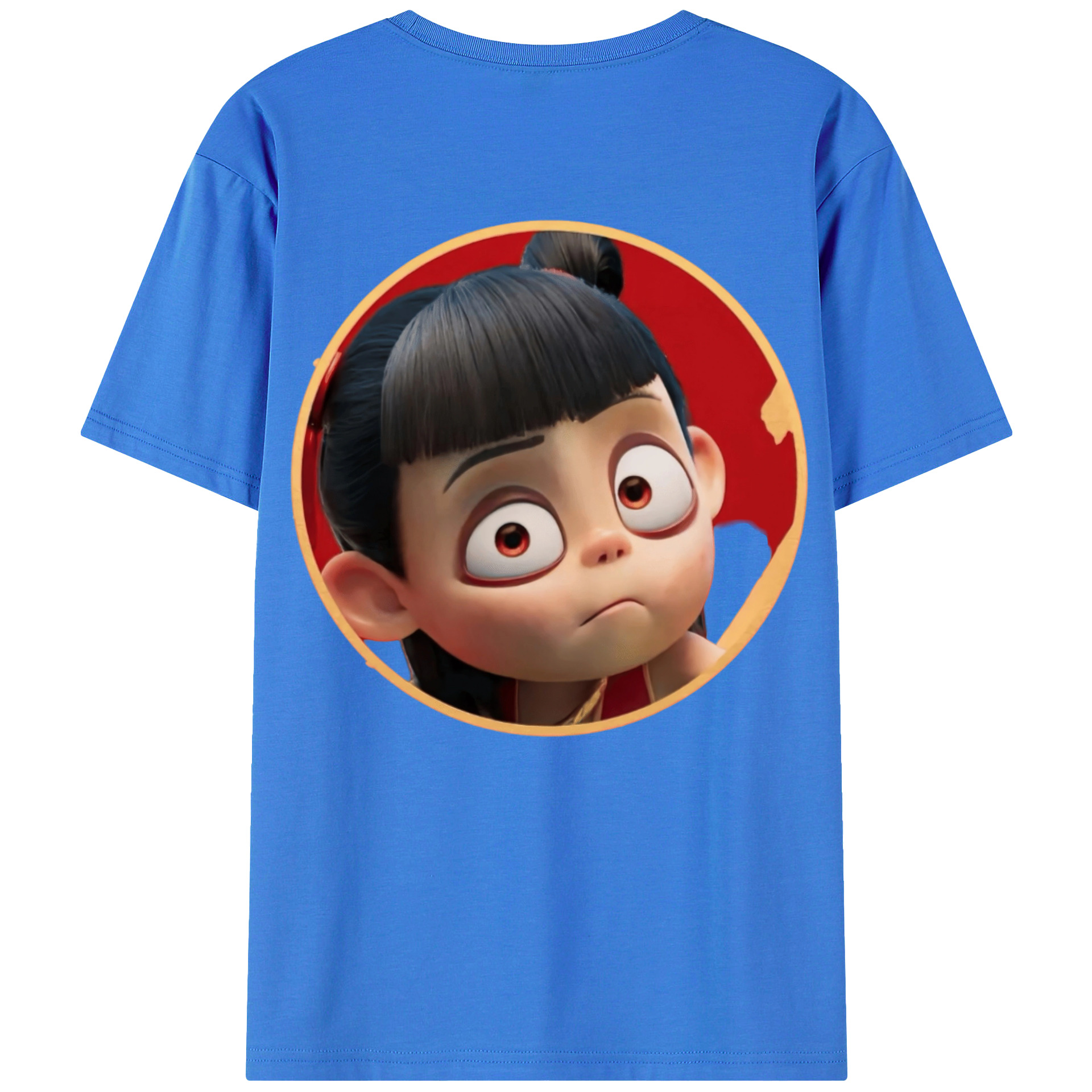 （画像用） Ne Zha 2 ナタ 魔童の大暴れ 綿100％ メンズ半袖Tシャツ（バックプリント） 通気性