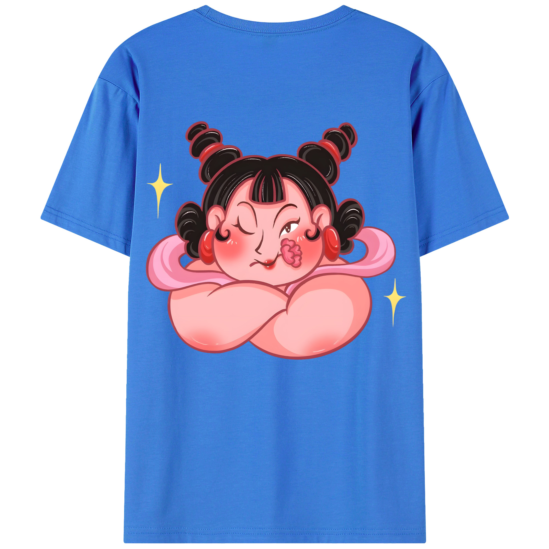 （画像用） Ne Zha 2 ナタ 魔童の大暴れ 綿100％ メンズ半袖Tシャツ（バックプリント） 通気性