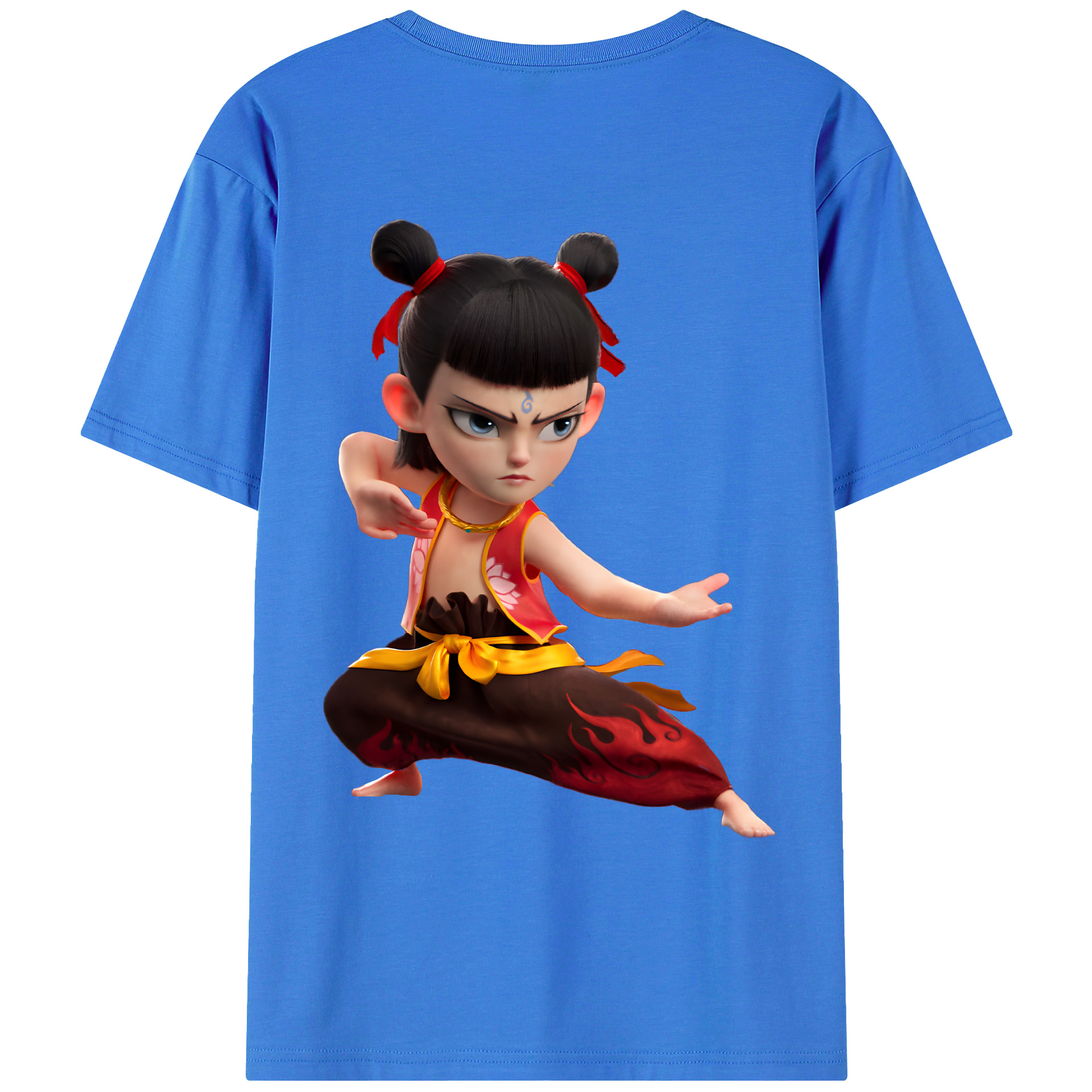 （画像用） Ne Zha 2 ナタ 魔童の大暴れ 綿100％ メンズ半袖Tシャツ（バックプリント） 通気性