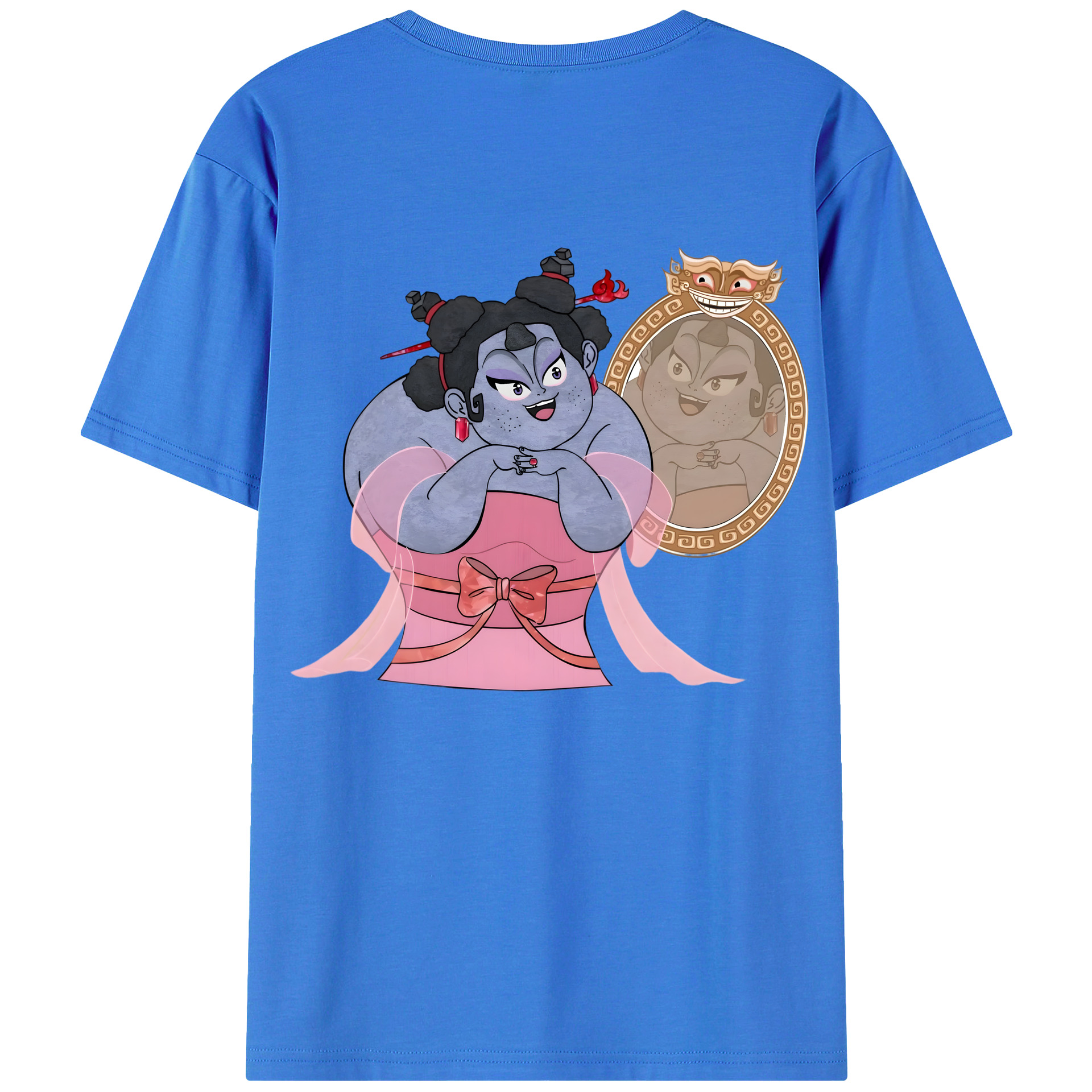 （画像用） Ne Zha 2 ナタ 魔童の大暴れ 綿100％ メンズ半袖Tシャツ（バックプリント） 通気性