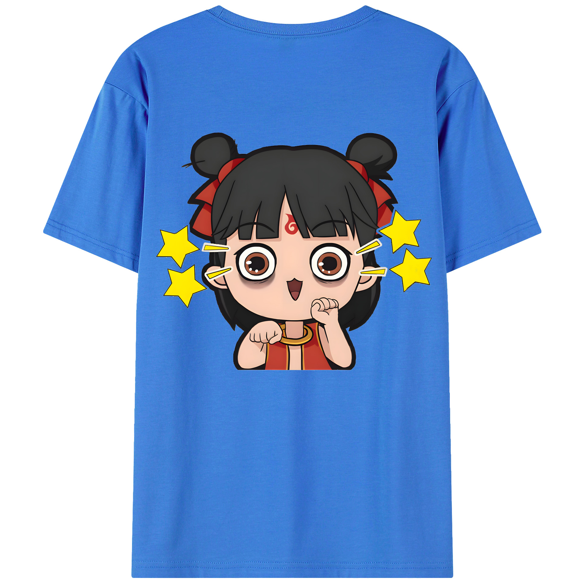 （画像用） Ne Zha 2 ナタ 魔童の大暴れ 綿100％ メンズ半袖Tシャツ（バックプリント） 通気性