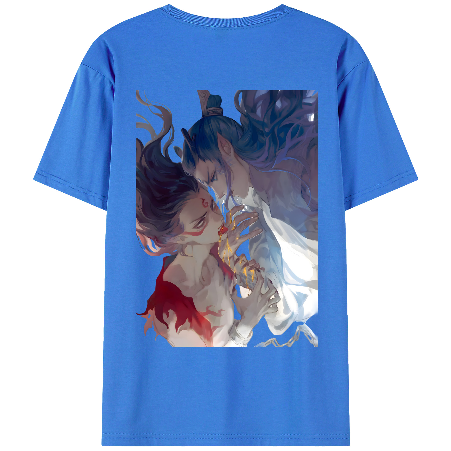 （画像用） Ne Zha 2 ナタ 魔童の大暴れ 綿100％ メンズ半袖Tシャツ（バックプリント） 通気性