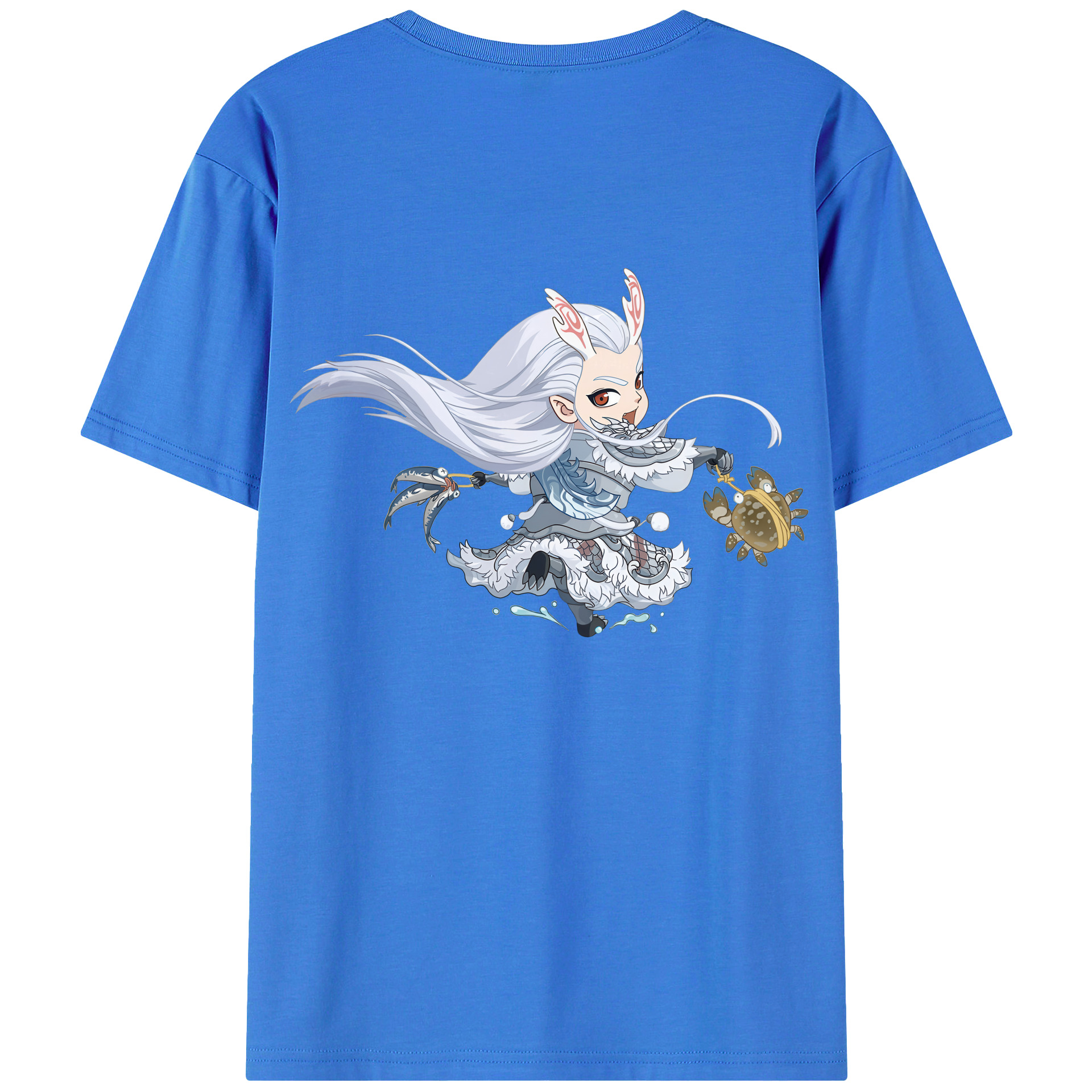 （画像用） Ne Zha 2 ナタ 魔童の大暴れ 綿100％ メンズ半袖Tシャツ（バックプリント） 通気性