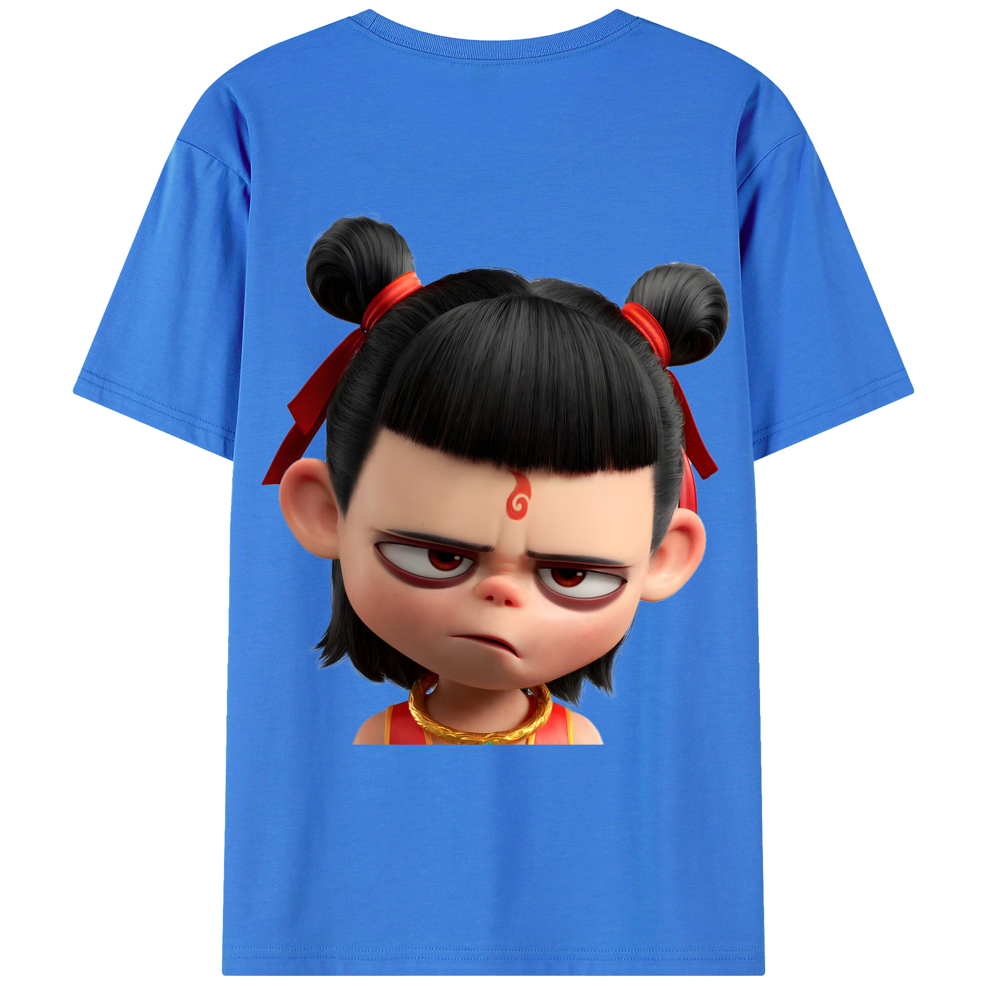 （画像用） Ne Zha 2 ナタ 魔童の大暴れ 綿100％ メンズ半袖Tシャツ（バックプリント） 通気性