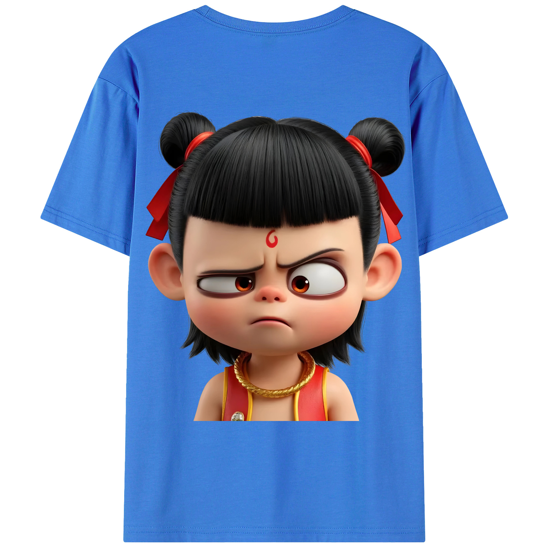 （画像用） Ne Zha 2 ナタ 魔童の大暴れ 綿100％ メンズ半袖Tシャツ（バックプリント） 通気性