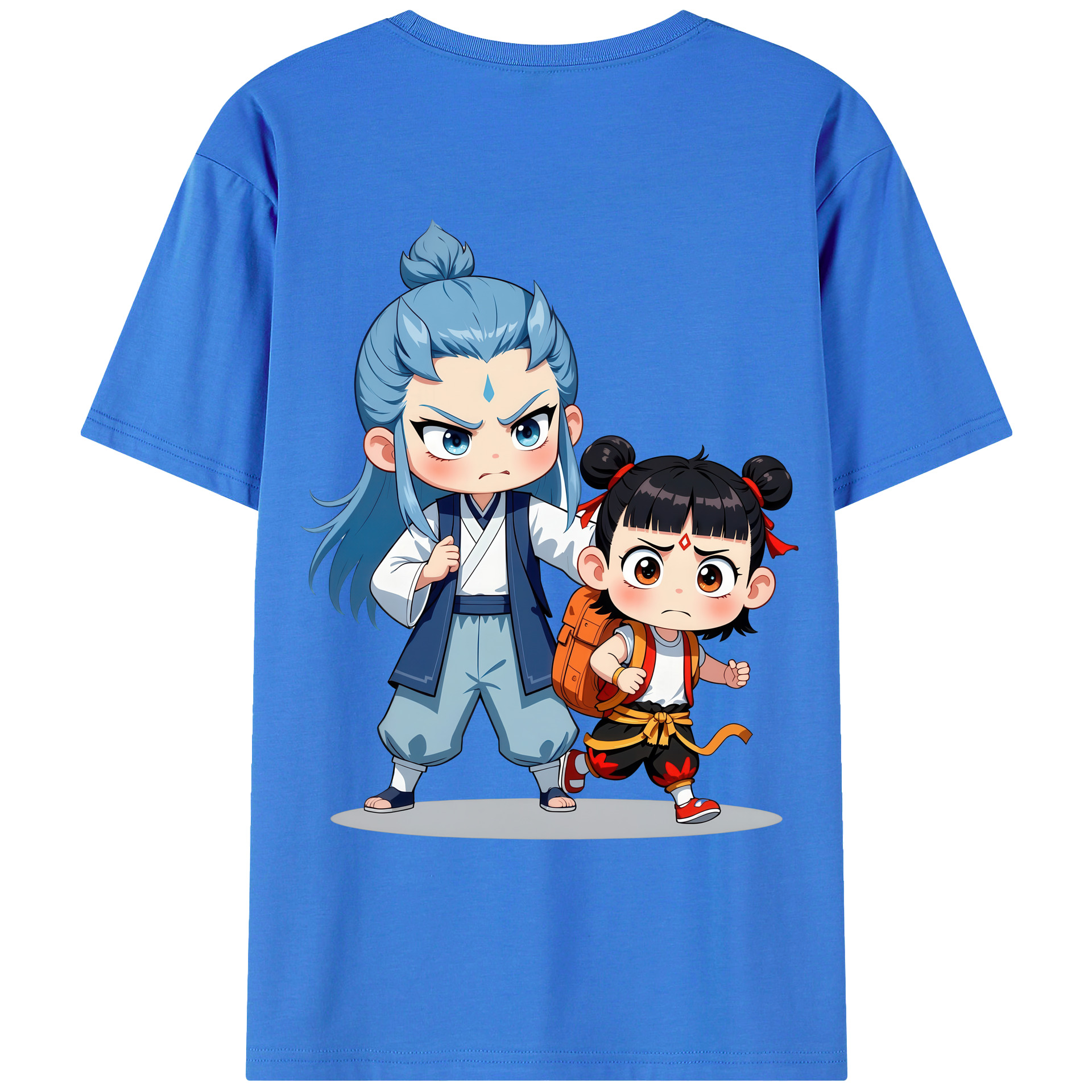（画像用） Ne Zha 2 ナタ 魔童の大暴れ 綿100％ メンズ半袖Tシャツ（バックプリント） 通気性