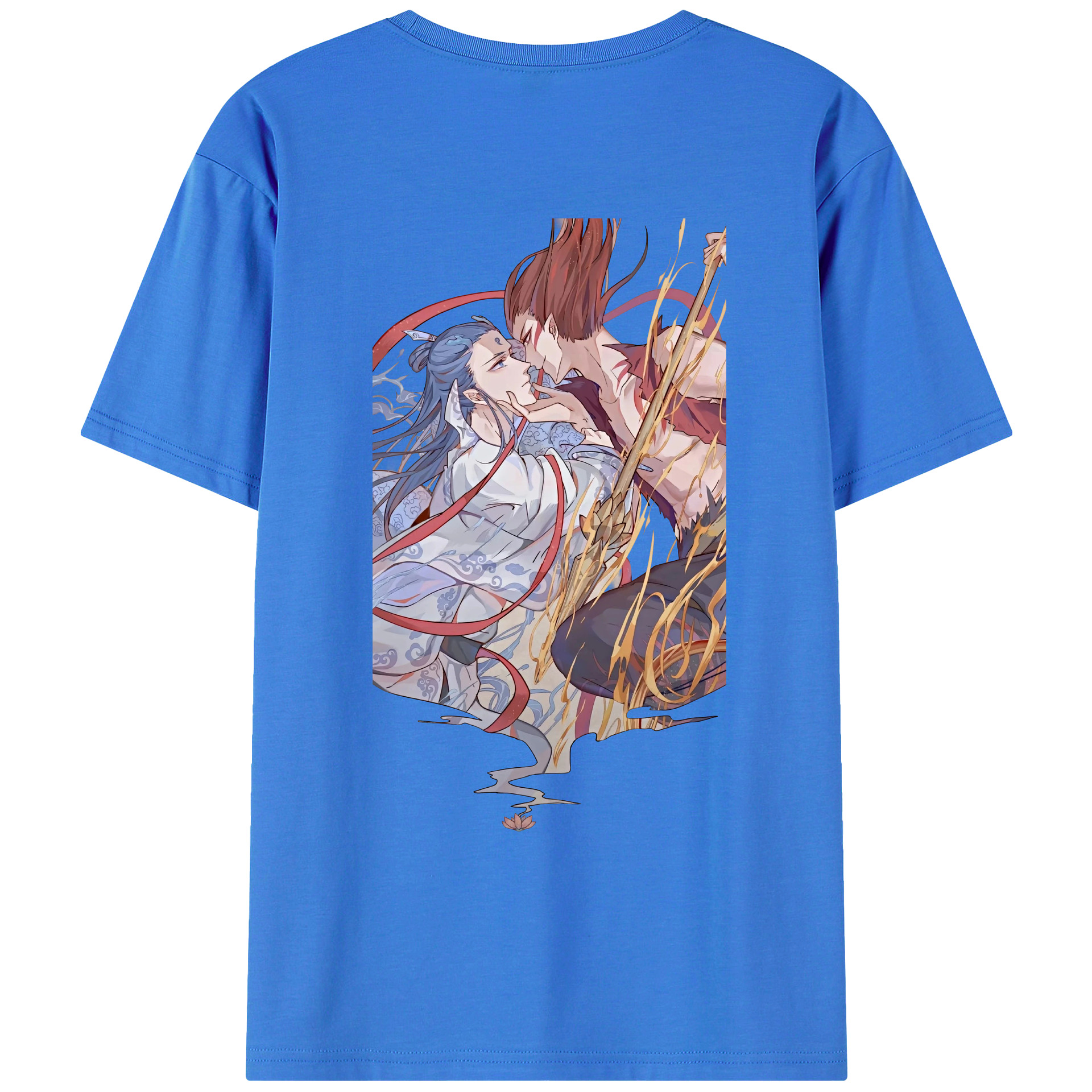 （画像用） Ne Zha 2 ナタ 魔童の大暴れ 綿100％ メンズ半袖Tシャツ（バックプリント） 通気性