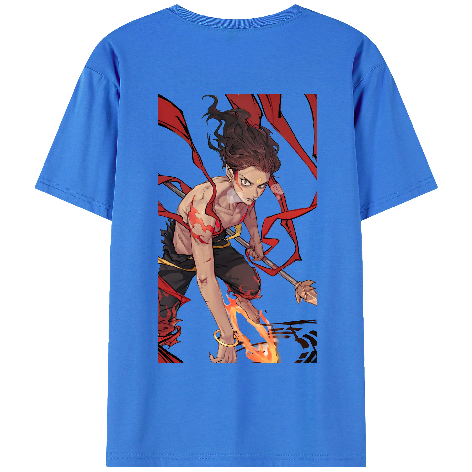 （画像用） Ne Zha 2 ナタ 魔童の大暴れ 綿100％ メンズ半袖Tシャツ（バックプリント） 通気性