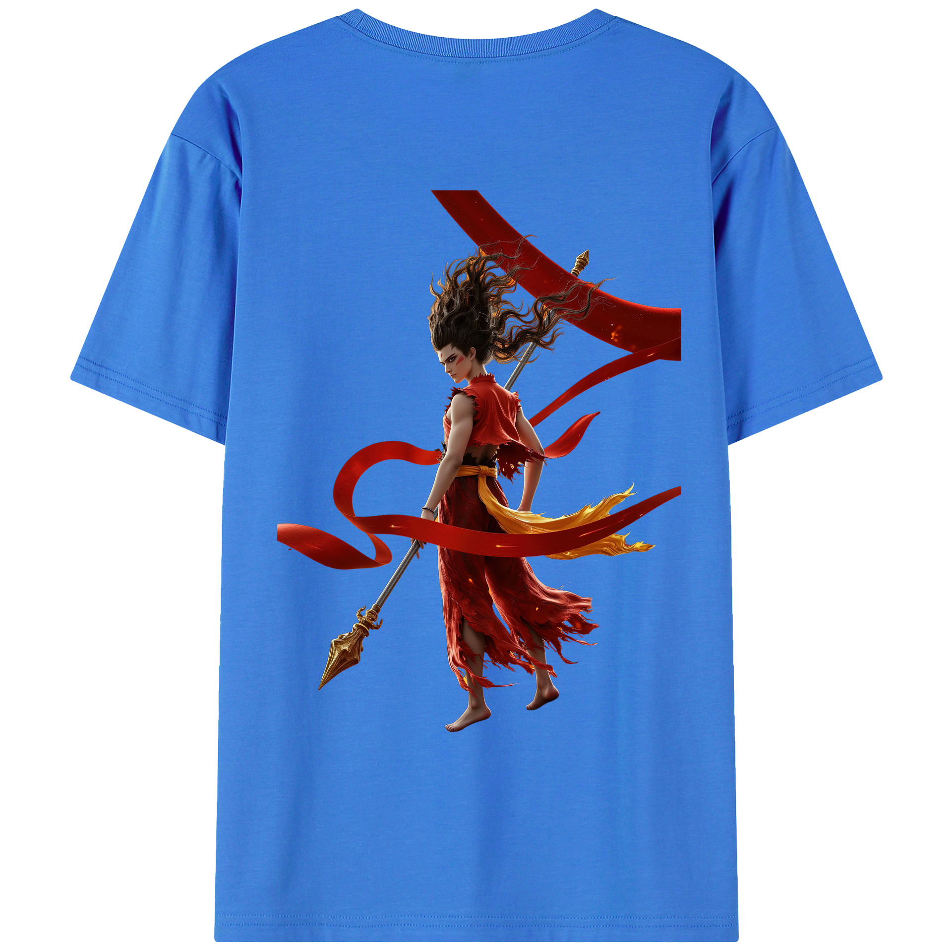 （画像用） Ne Zha 2 ナタ 魔童の大暴れ 綿100％ メンズ半袖Tシャツ（バックプリント） 通気性