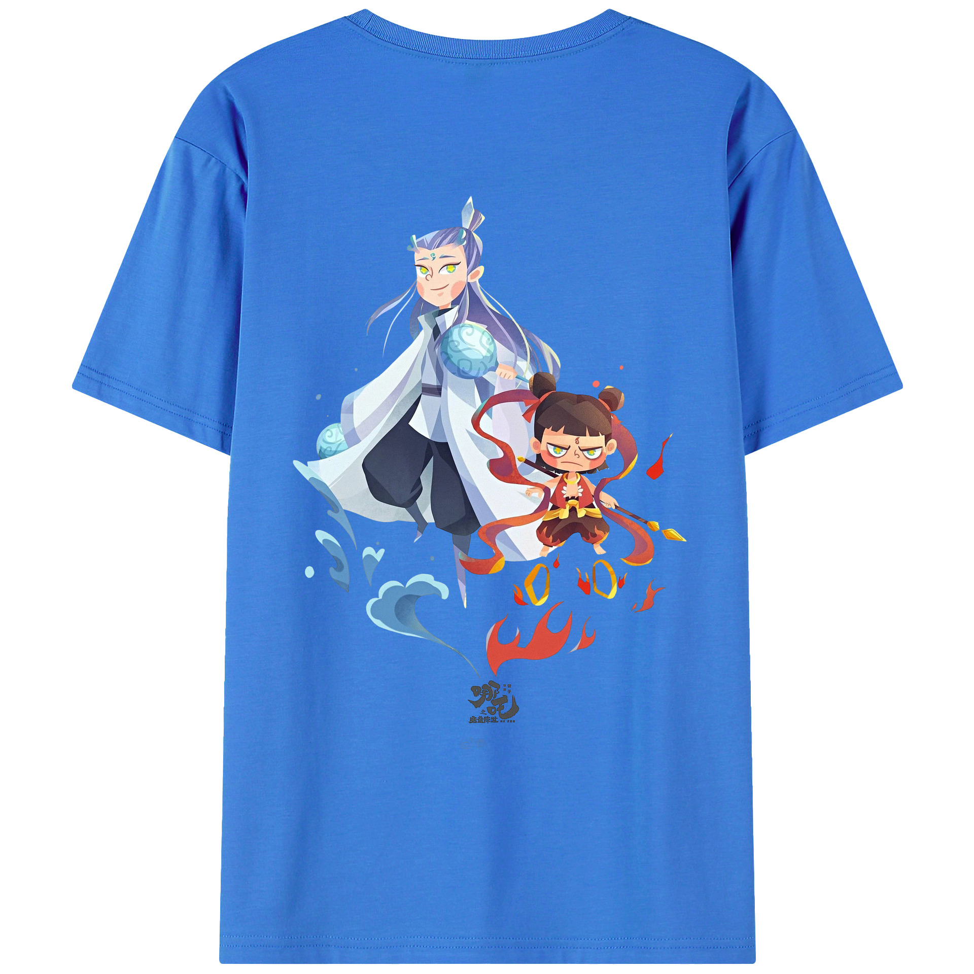 （画像用） Ne Zha 2 ナタ 魔童の大暴れ 綿100％ メンズ半袖Tシャツ（バックプリント） 通気性
