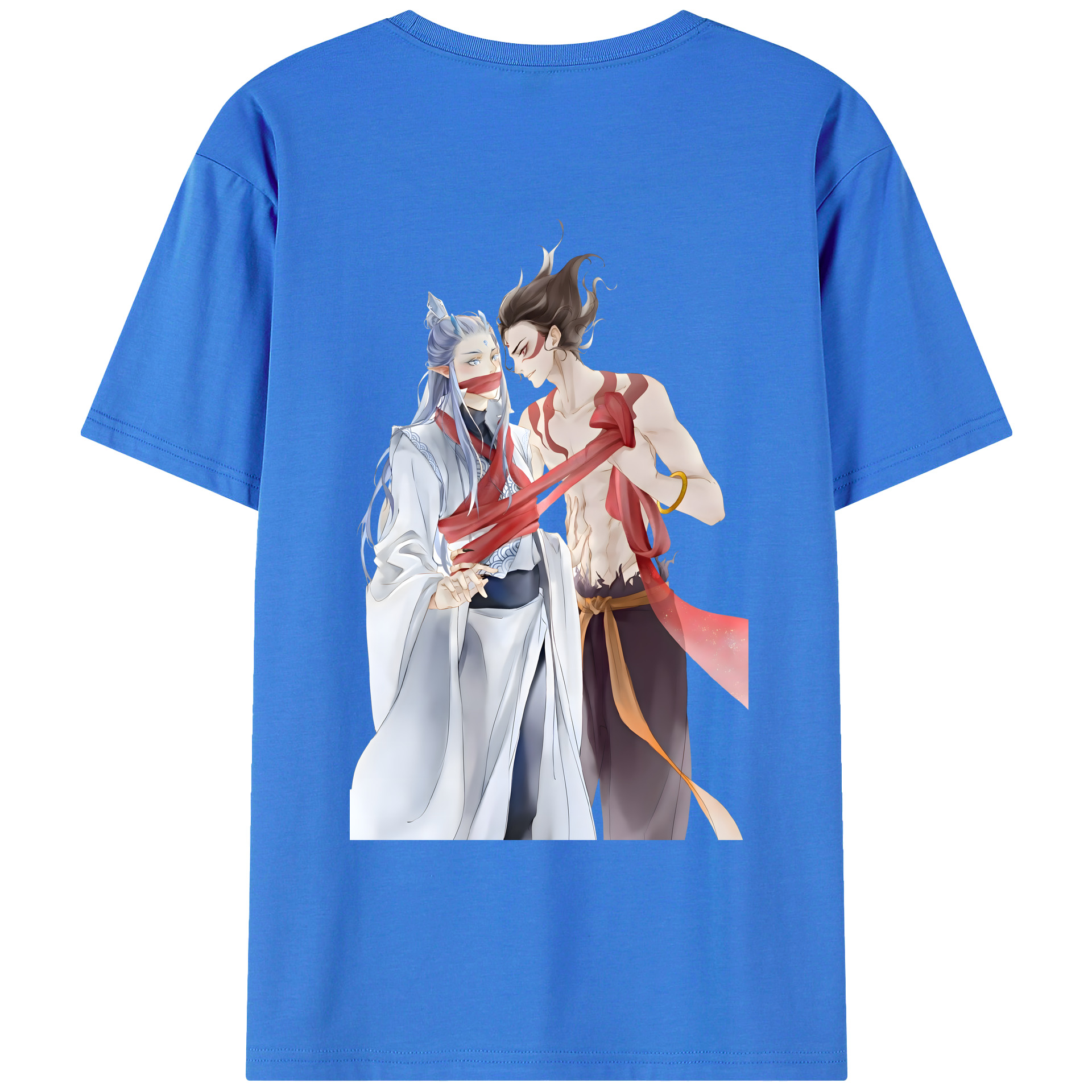 （画像用） Ne Zha 2 ナタ 魔童の大暴れ 綿100％ メンズ半袖Tシャツ（バックプリント） 通気性