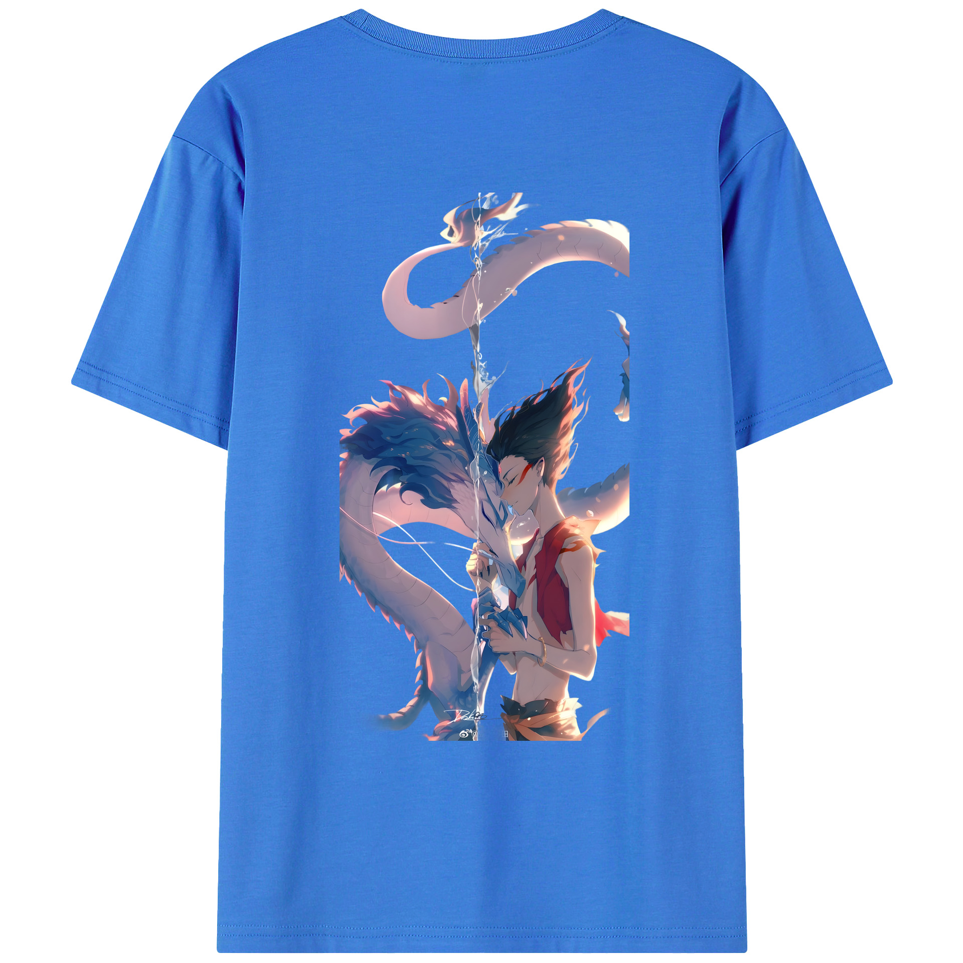 （画像用） Ne Zha 2 ナタ 魔童の大暴れ 綿100％ メンズ半袖Tシャツ（バックプリント） 通気性