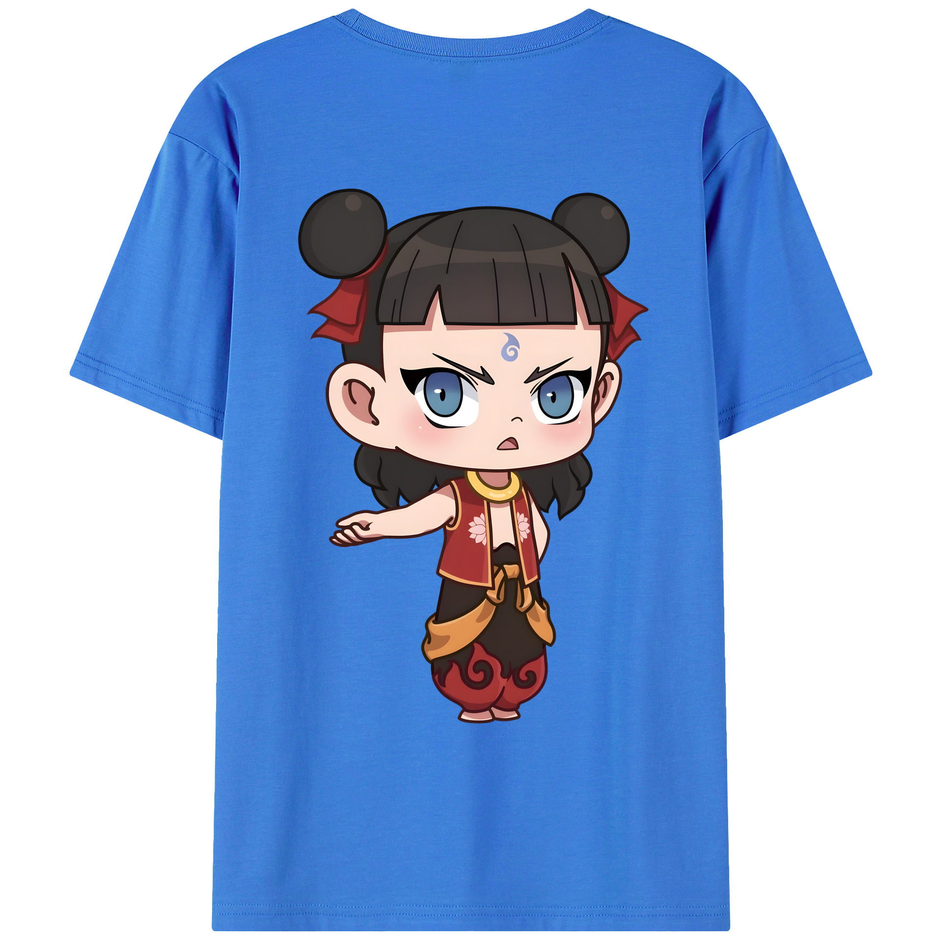 （画像用） Ne Zha 2 ナタ 魔童の大暴れ 綿100％ メンズ半袖Tシャツ（バックプリント） 通気性