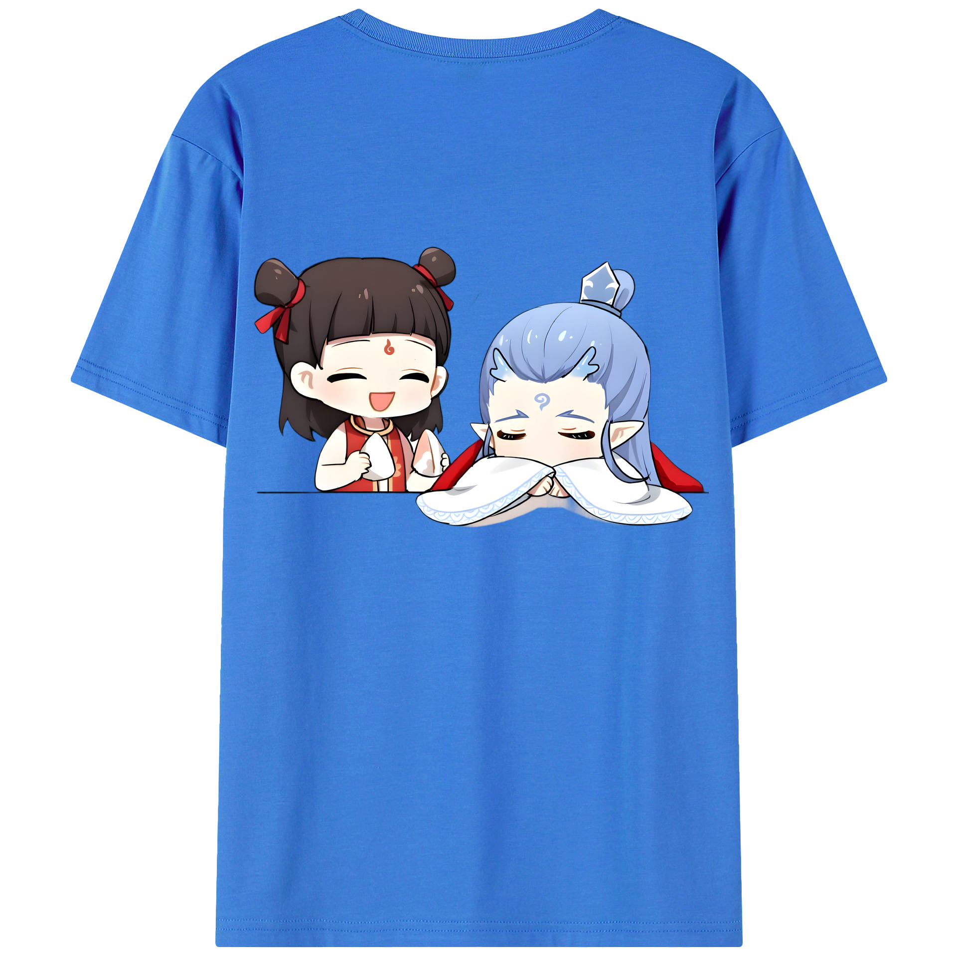 （画像用） Ne Zha 2 ナタ 魔童の大暴れ 綿100％ メンズ半袖Tシャツ（バックプリント） 通気性