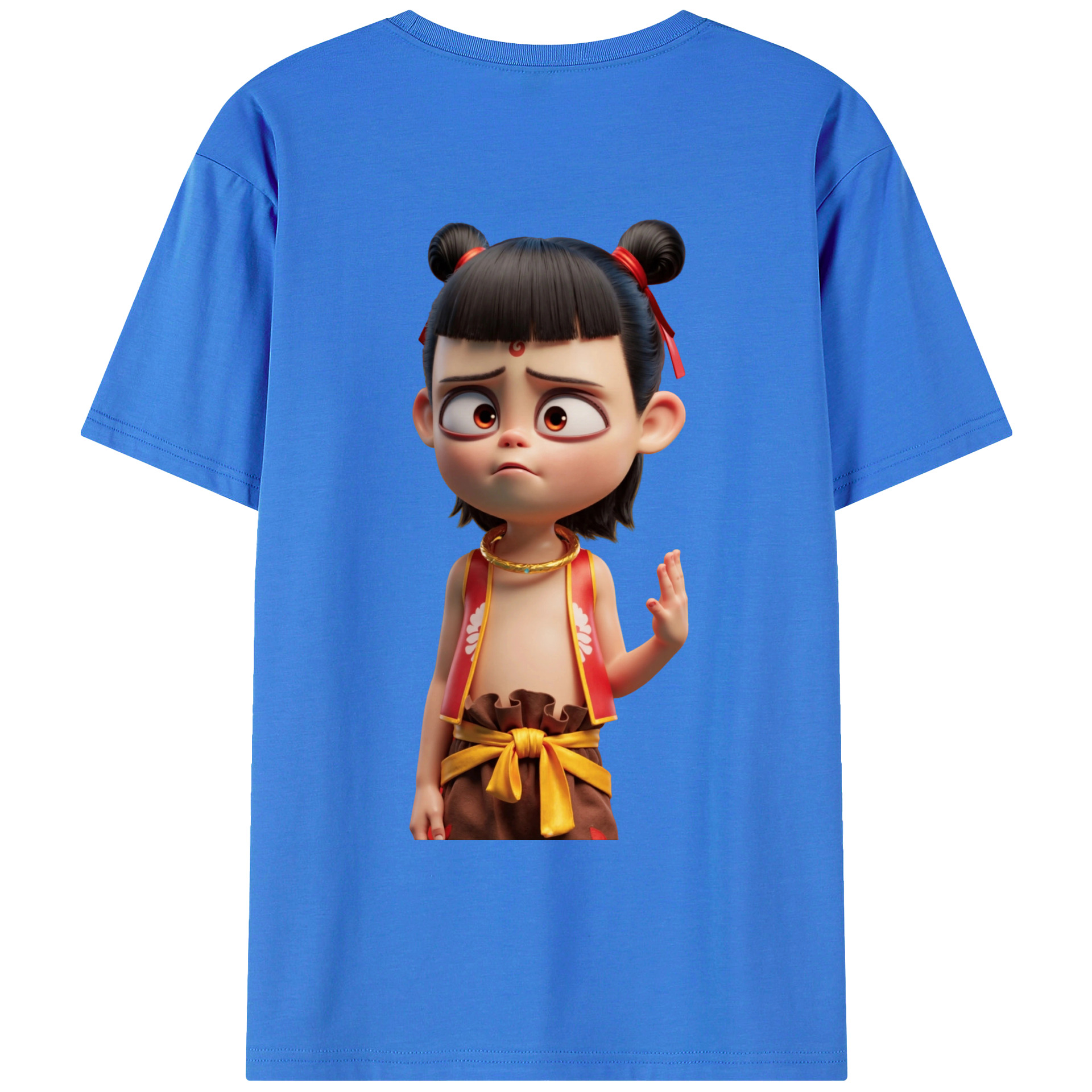 （画像用） Ne Zha 2 ナタ 魔童の大暴れ 綿100％ メンズ半袖Tシャツ（バックプリント） 通気性