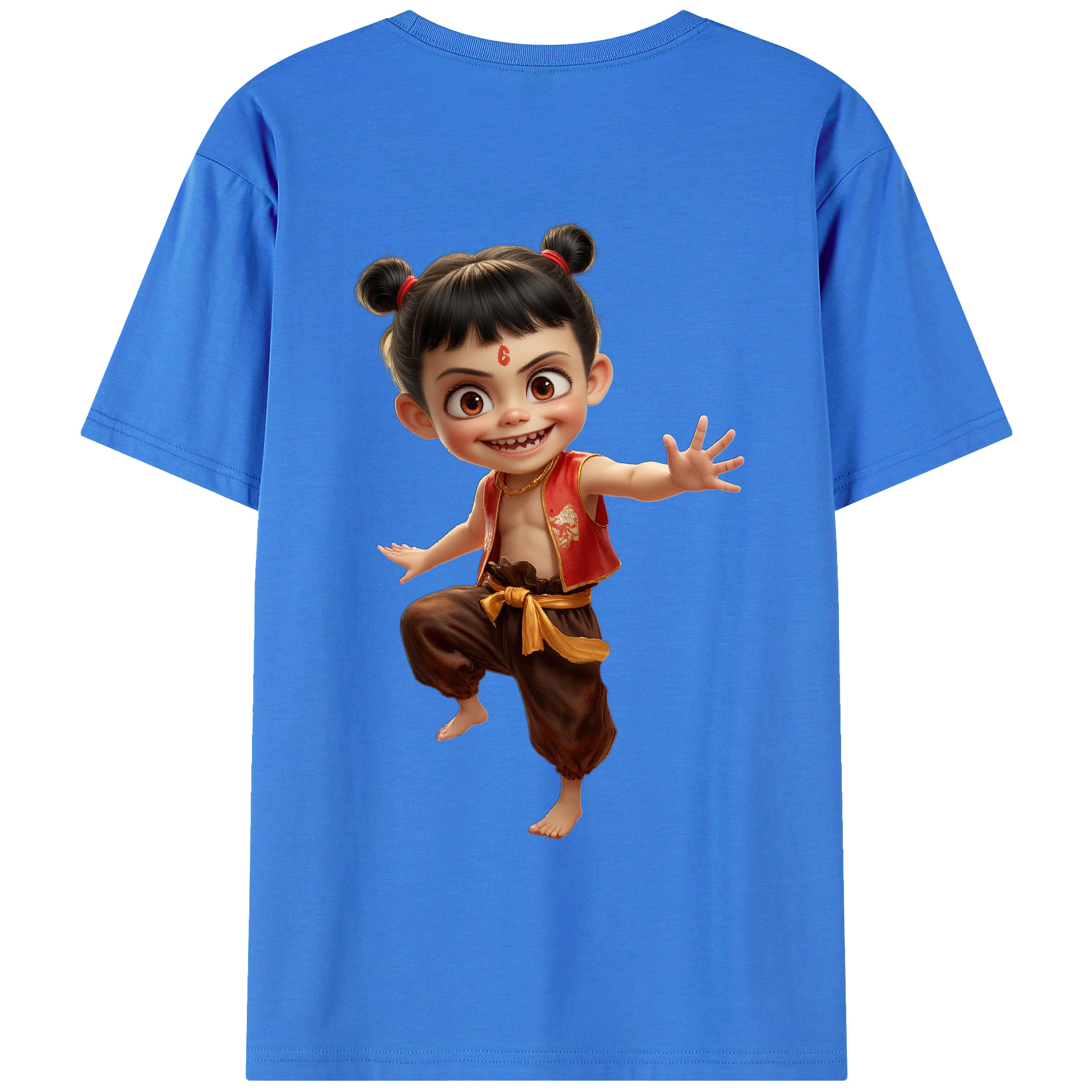 （画像用） Ne Zha 2 ナタ 魔童の大暴れ 綿100％ メンズ半袖Tシャツ（バックプリント） 通気性