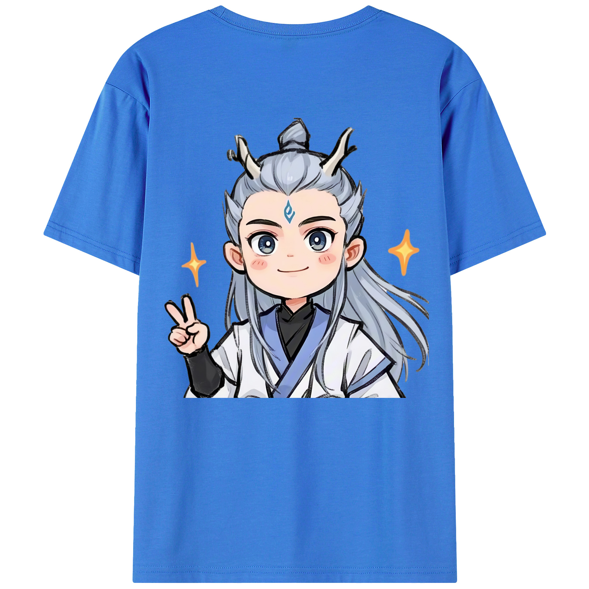 （画像用） Ne Zha 2 ナタ 魔童の大暴れ 綿100％ メンズ半袖Tシャツ（バックプリント） 通気性