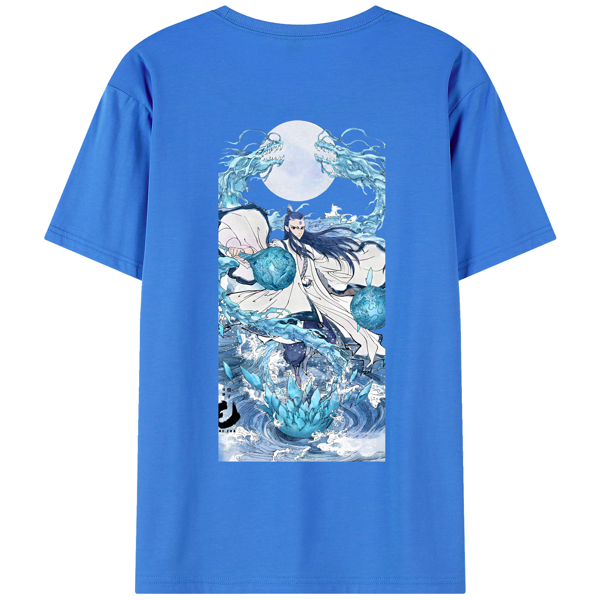 （画像用） Ne Zha 2 ナタ 魔童の大暴れ 綿100％ メンズ半袖Tシャツ（バックプリント） 通気性