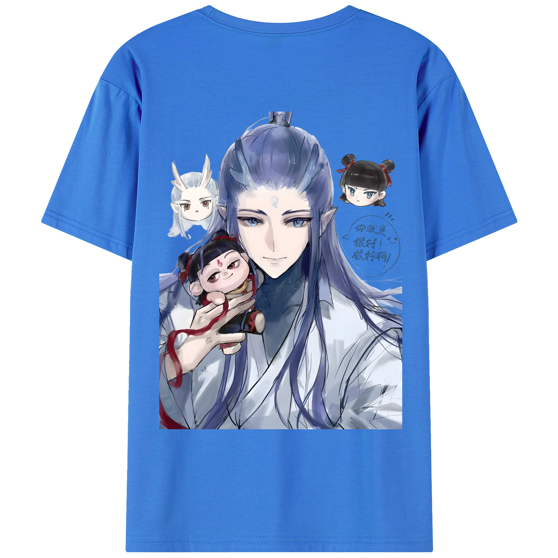 （画像用） Ne Zha 2 ナタ 魔童の大暴れ 綿100％ メンズ半袖Tシャツ（バックプリント） 通気性