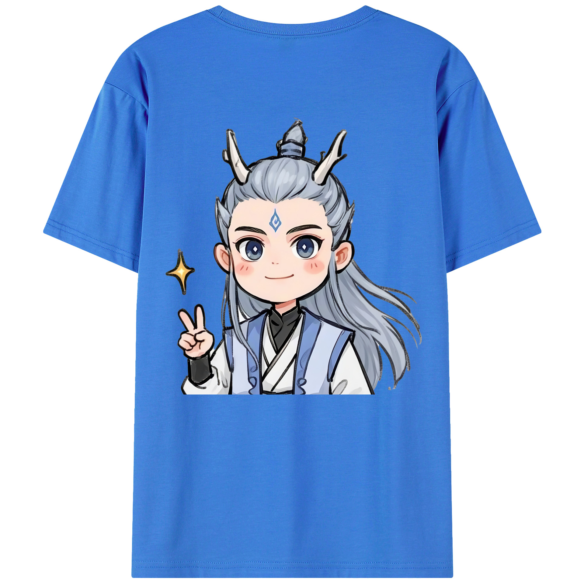 （画像用） Ne Zha 2 ナタ 魔童の大暴れ 綿100％ メンズ半袖Tシャツ（バックプリント） 通気性
