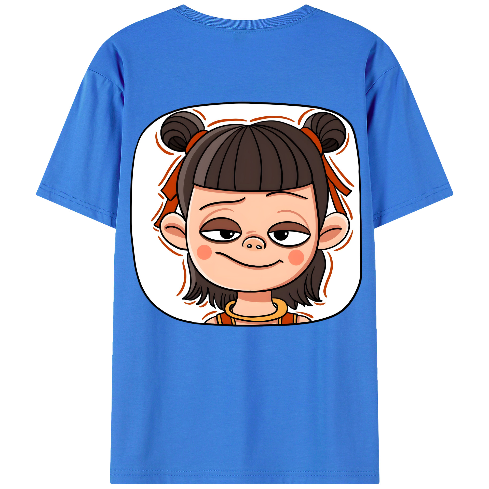 （画像用） Ne Zha 2 ナタ 魔童の大暴れ 綿100％ メンズ半袖Tシャツ（バックプリント） 通気性