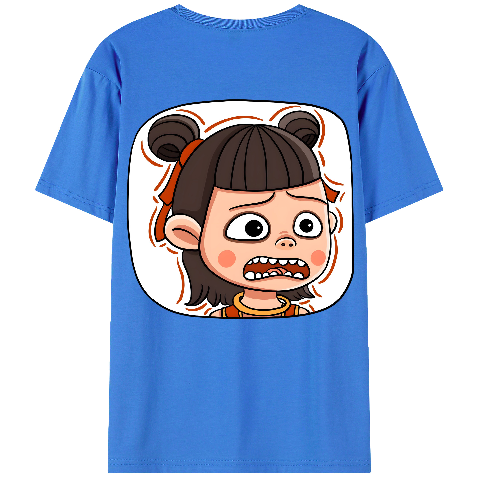 （画像用） Ne Zha 2 ナタ 魔童の大暴れ 綿100％ メンズ半袖Tシャツ（バックプリント） 通気性