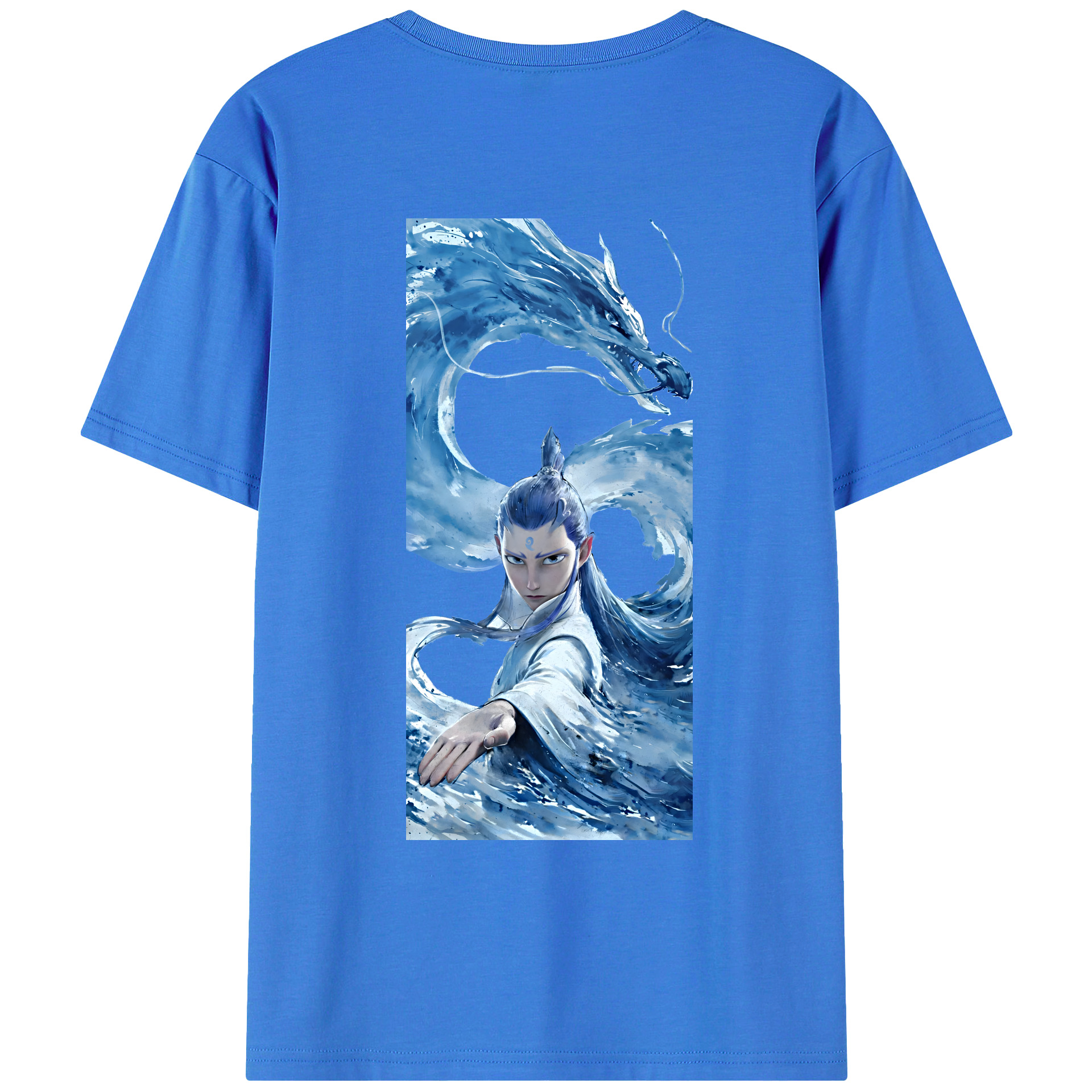 （画像用） Ne Zha 2 ナタ 魔童の大暴れ 綿100％ メンズ半袖Tシャツ（バックプリント） 通気性