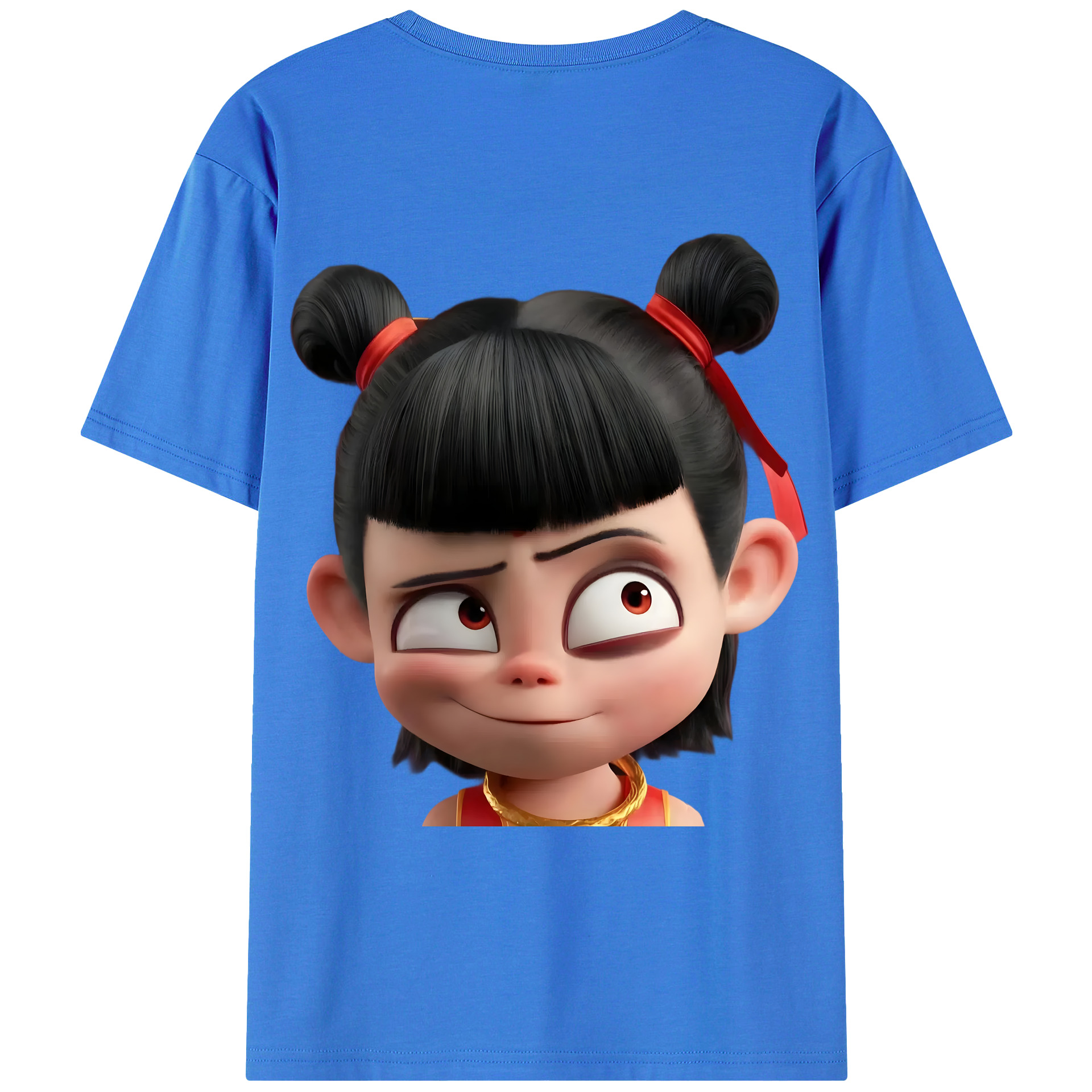 （画像用） Ne Zha 2 ナタ 魔童の大暴れ 綿100％ メンズ半袖Tシャツ（バックプリント） 通気性