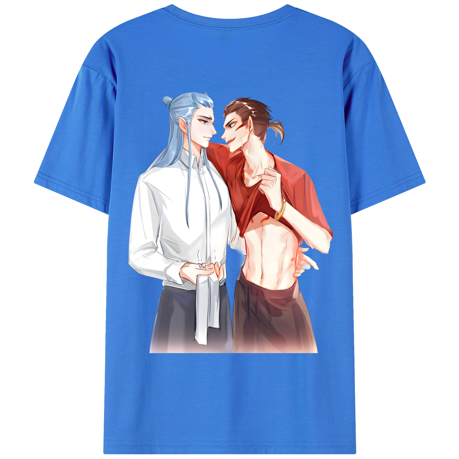 （画像用） Ne Zha 2 ナタ 魔童の大暴れ 綿100％ メンズ半袖Tシャツ（バックプリント） 通気性