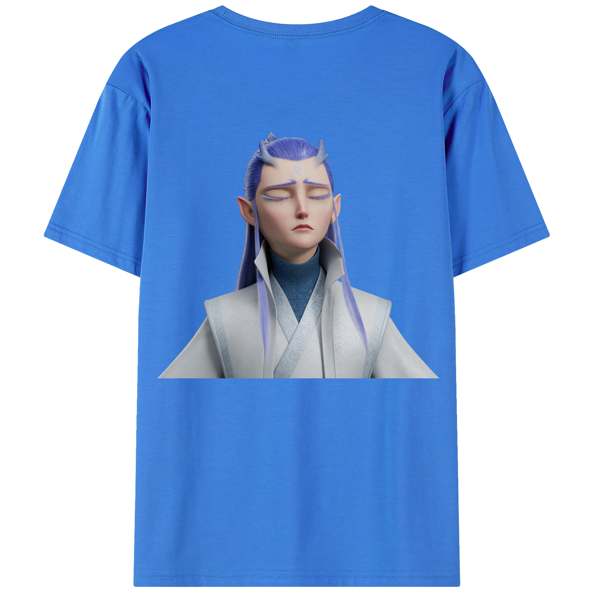 （画像用） Ne Zha 2 ナタ 魔童の大暴れ 綿100％ メンズ半袖Tシャツ（バックプリント） 通気性