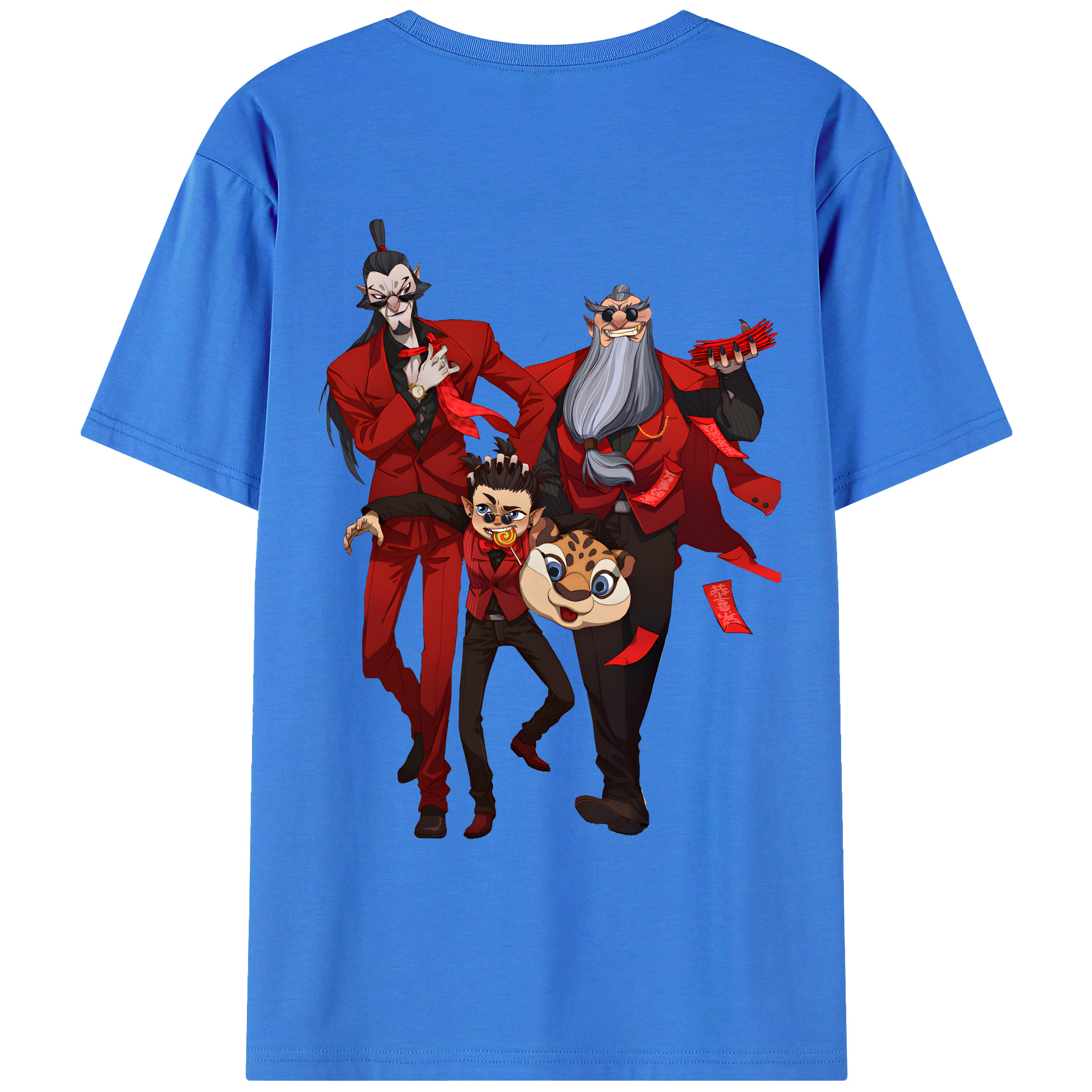 （画像用） Ne Zha 2 ナタ 魔童の大暴れ 綿100％ メンズ半袖Tシャツ（バックプリント） 通気性