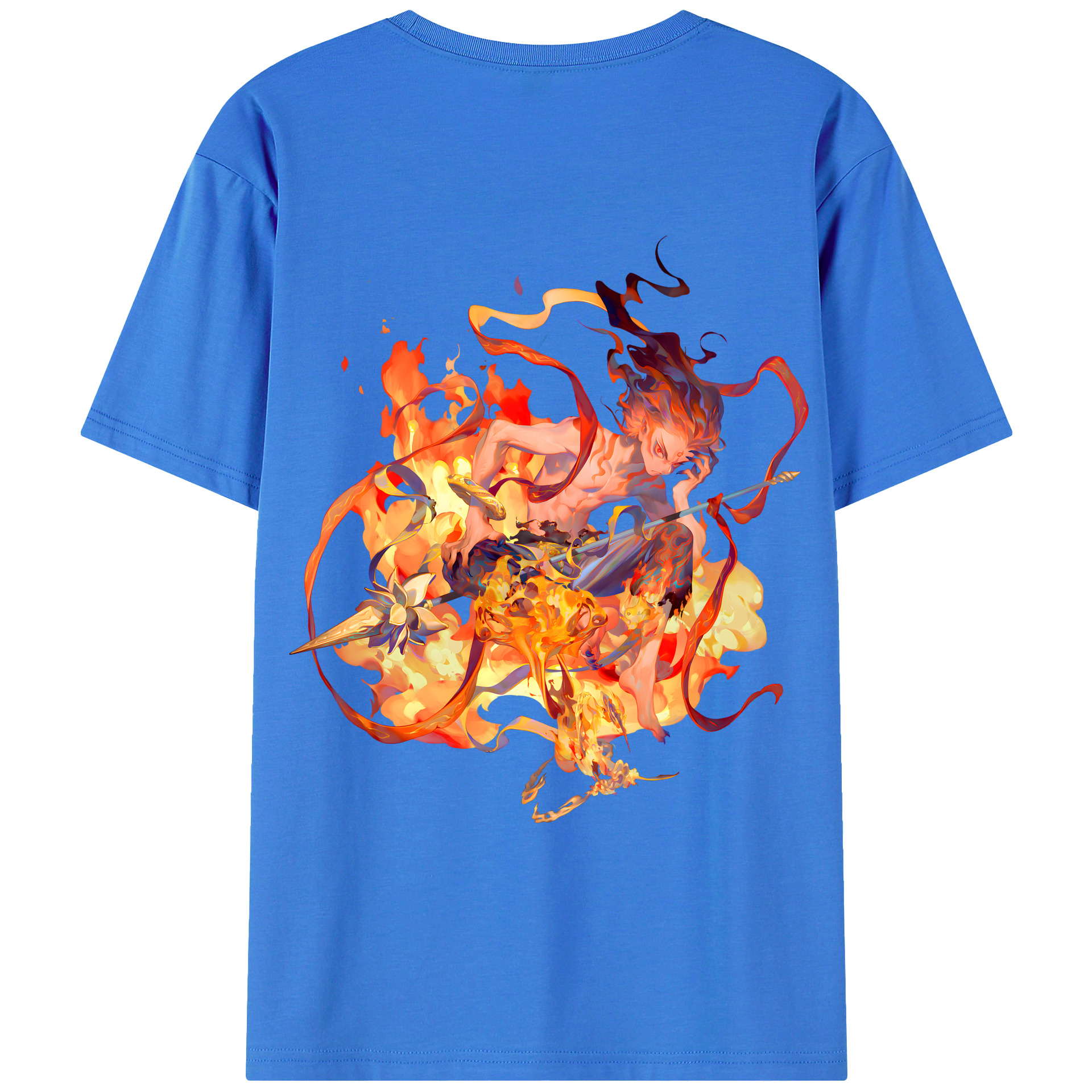 （画像用） Ne Zha 2 ナタ 魔童の大暴れ 綿100％ メンズ半袖Tシャツ（バックプリント） 通気性