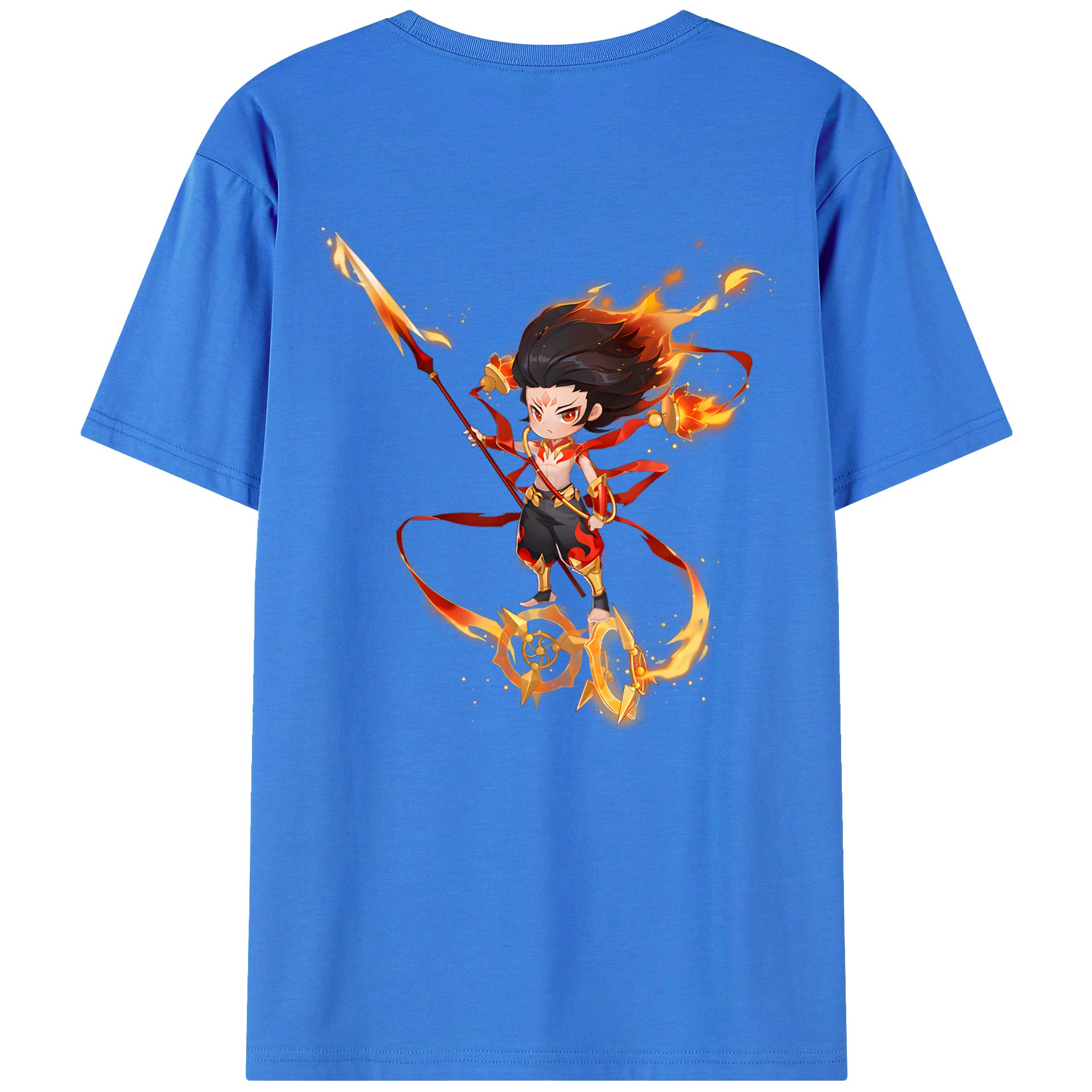 （画像用） Ne Zha 2 ナタ 魔童の大暴れ 綿100％ メンズ半袖Tシャツ（バックプリント） 通気性