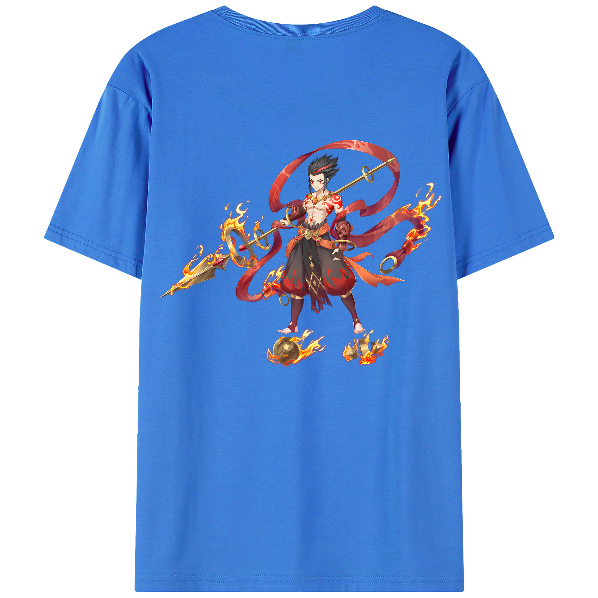 （画像用） Ne Zha 2 ナタ 魔童の大暴れ 綿100％ メンズ半袖Tシャツ（バックプリント） 通気性