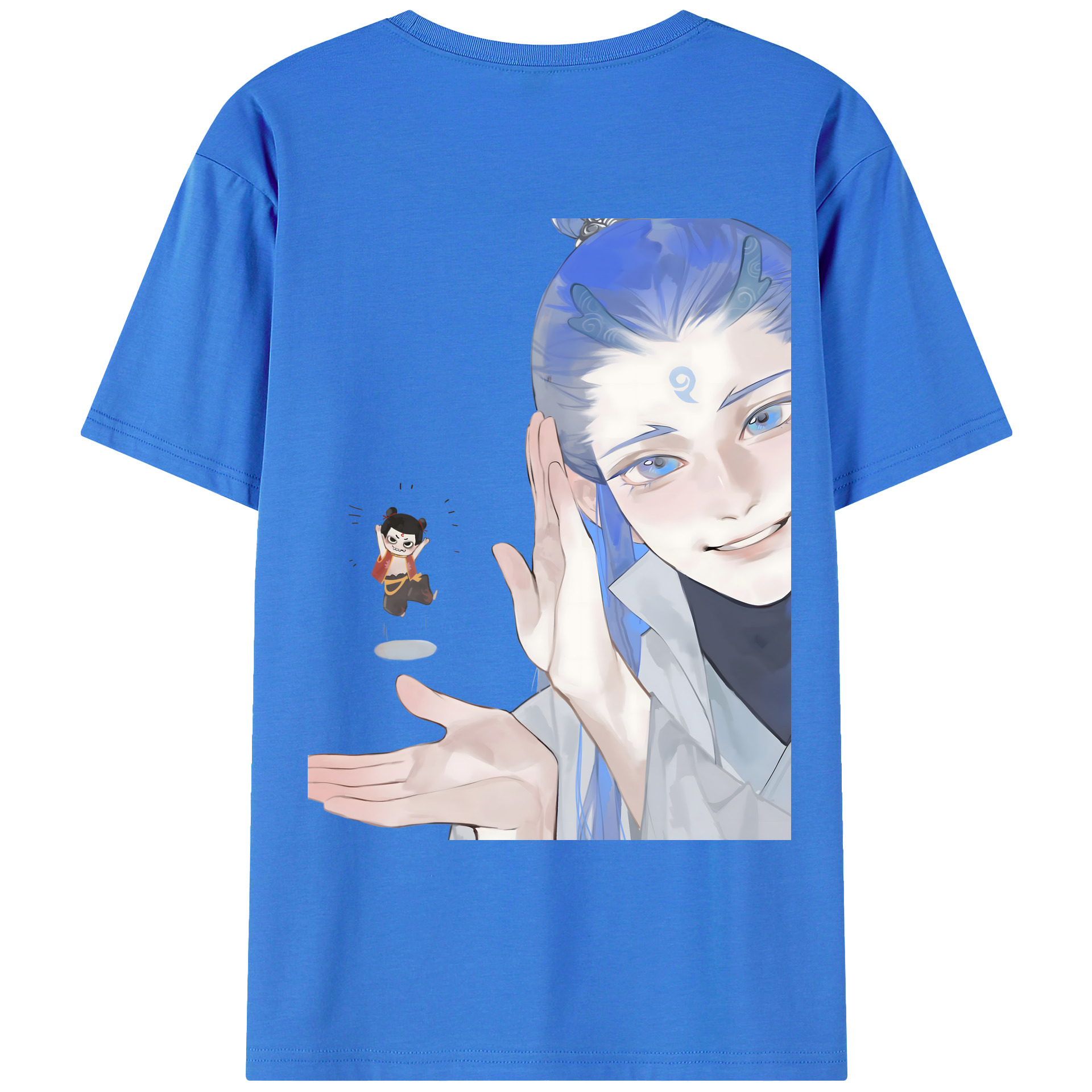 （画像用） Ne Zha 2 ナタ 魔童の大暴れ 綿100％ メンズ半袖Tシャツ（バックプリント） 通気性