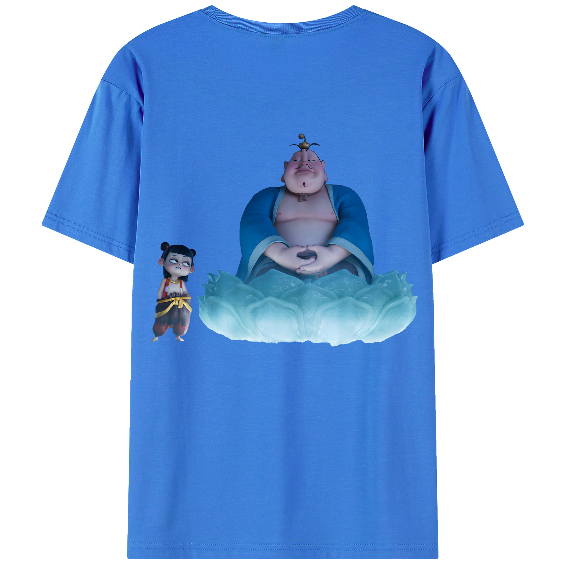 （画像用） Ne Zha 2 ナタ 魔童の大暴れ 綿100％ メンズ半袖Tシャツ（バックプリント） 通気性