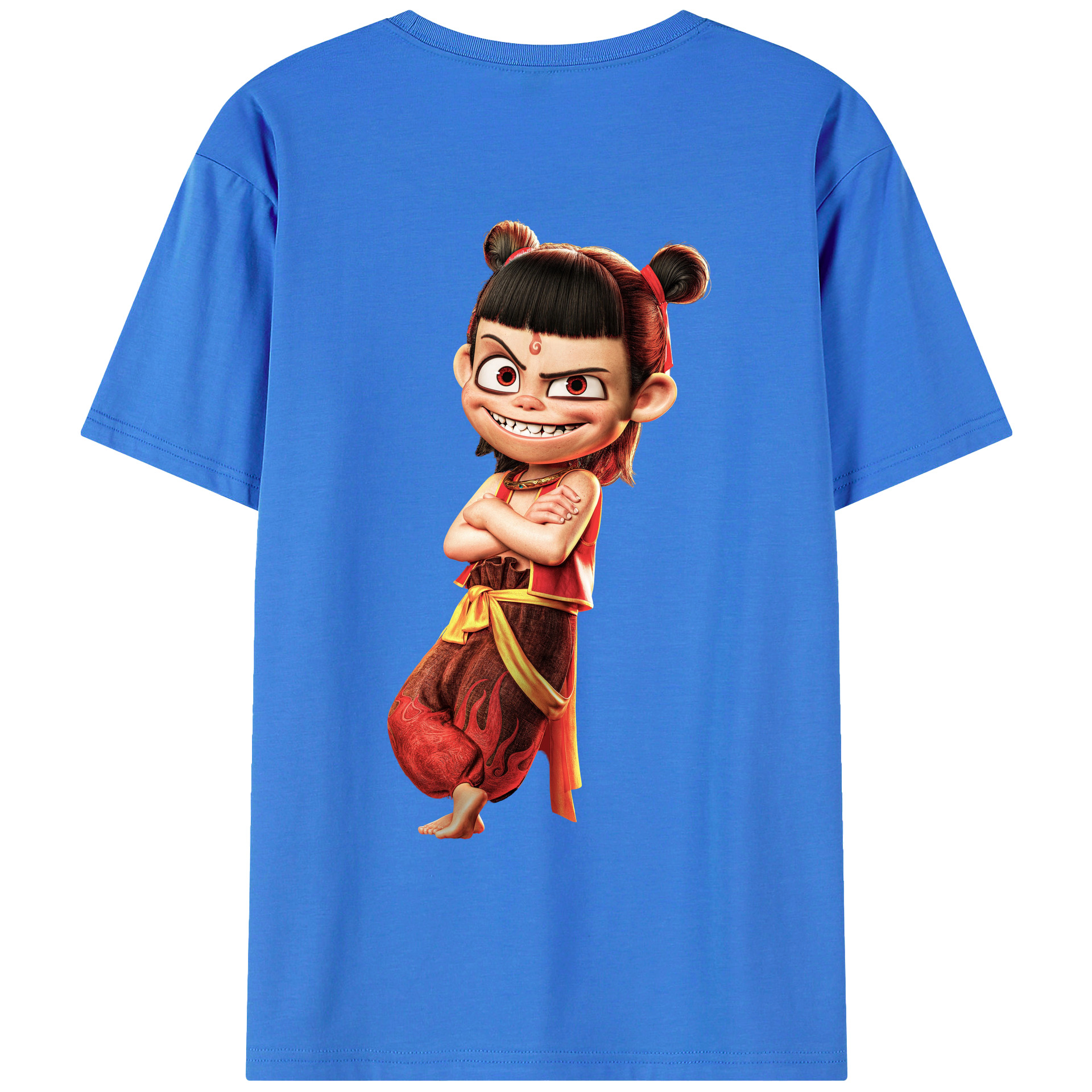（画像用） Ne Zha 2 ナタ 魔童の大暴れ 綿100％ メンズ半袖Tシャツ（バックプリント） 通気性