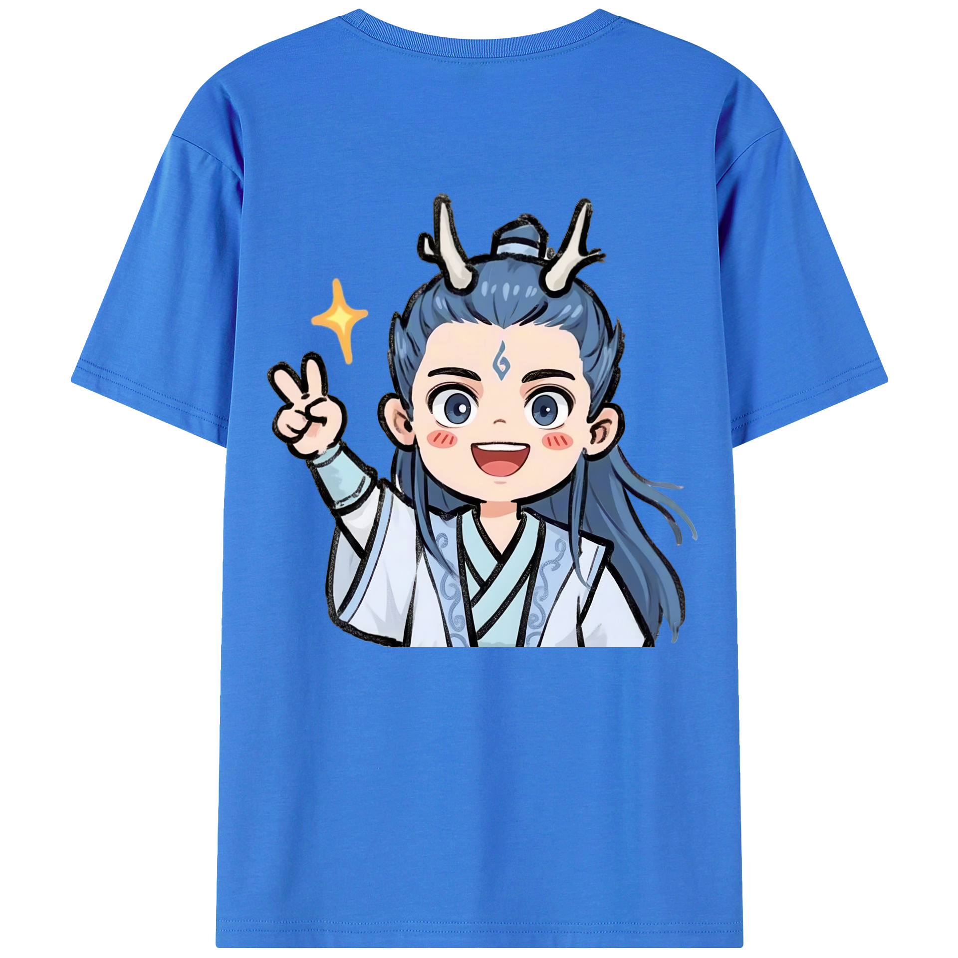 （画像用） Ne Zha 2 ナタ 魔童の大暴れ 綿100％ メンズ半袖Tシャツ（バックプリント） 通気性