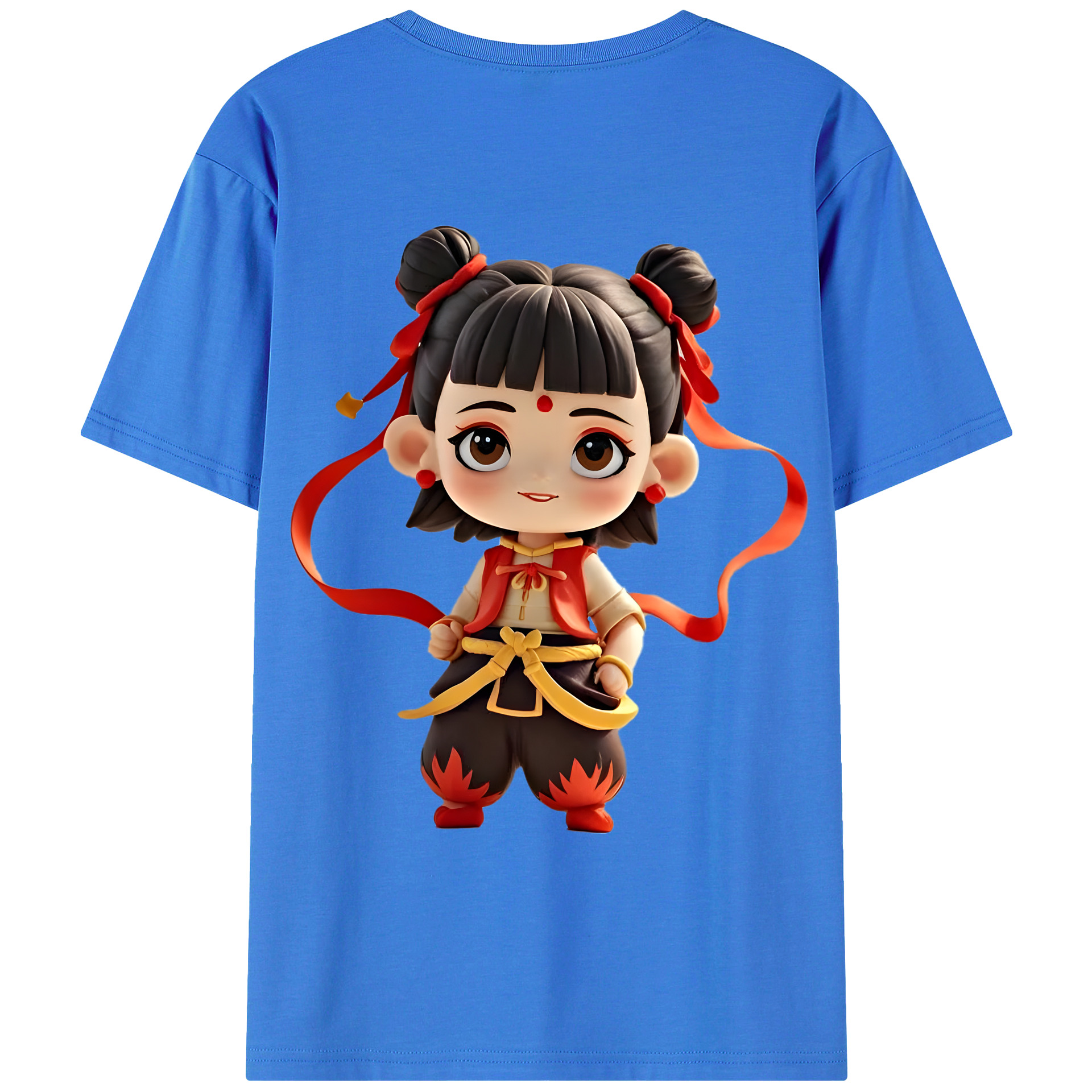 （画像用） Ne Zha 2 ナタ 魔童の大暴れ 綿100％ メンズ半袖Tシャツ（バックプリント） 通気性