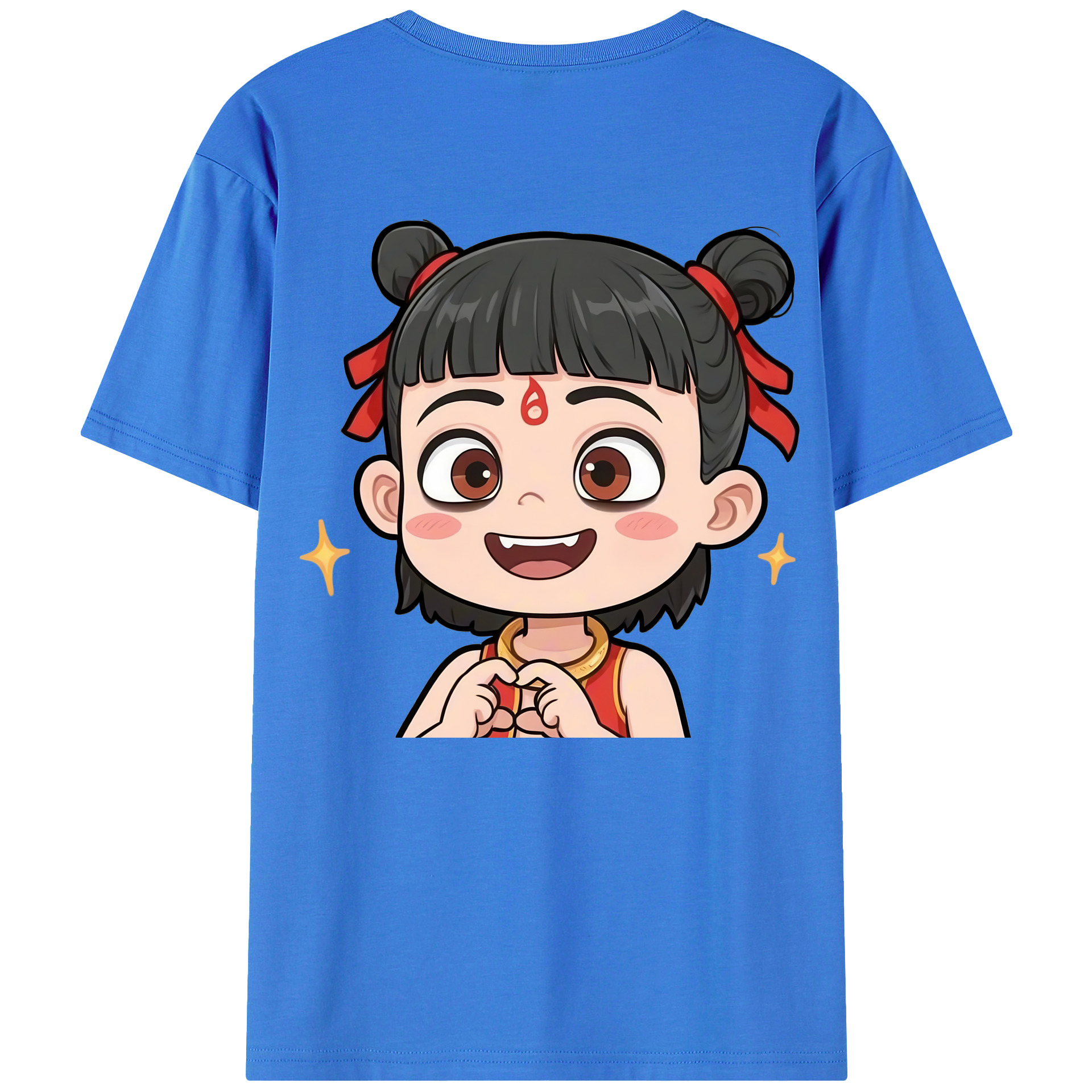 （画像用） Ne Zha 2 ナタ 魔童の大暴れ 綿100％ メンズ半袖Tシャツ（バックプリント） 通気性