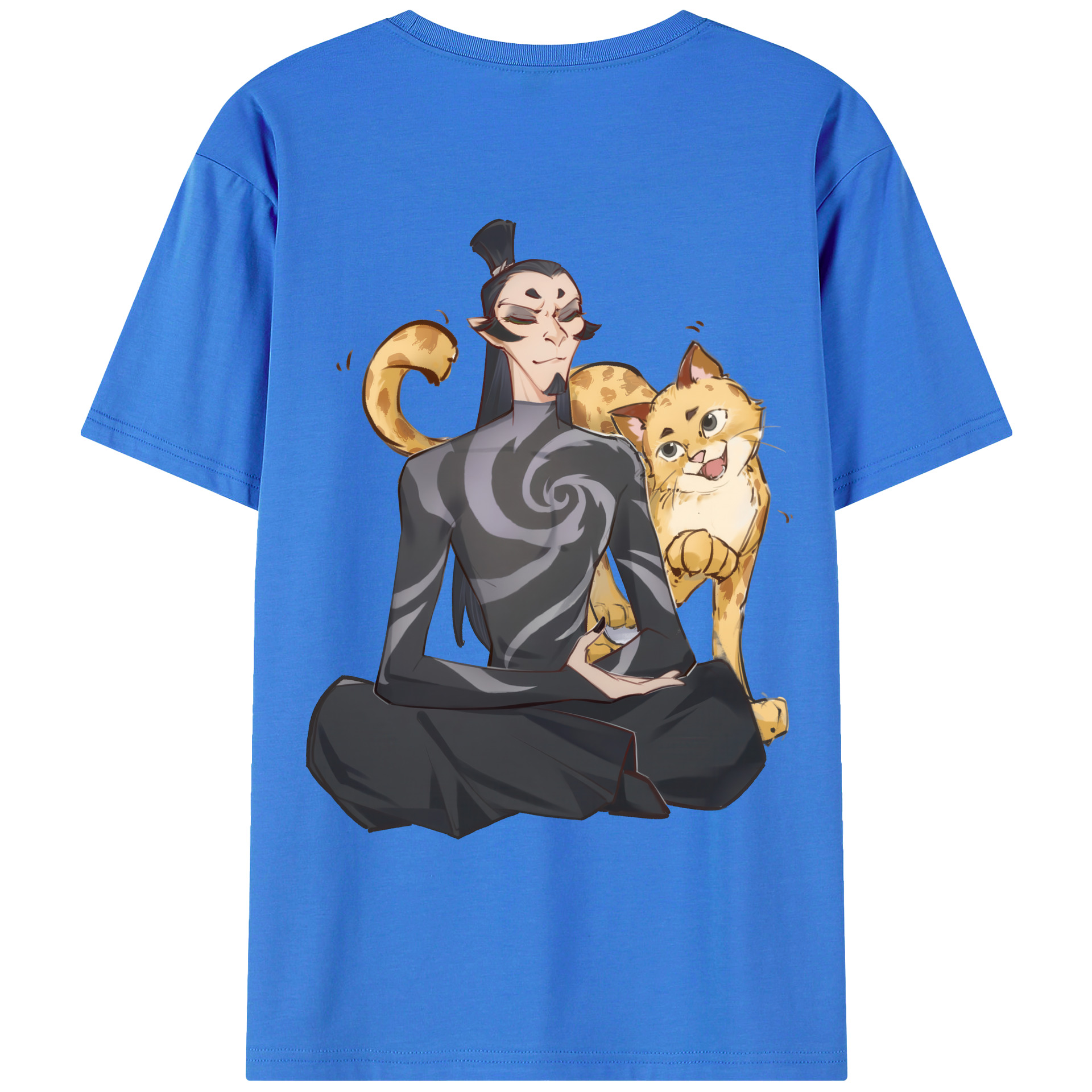 （画像用） Ne Zha 2 ナタ 魔童の大暴れ 綿100％ メンズ半袖Tシャツ（バックプリント） 通気性