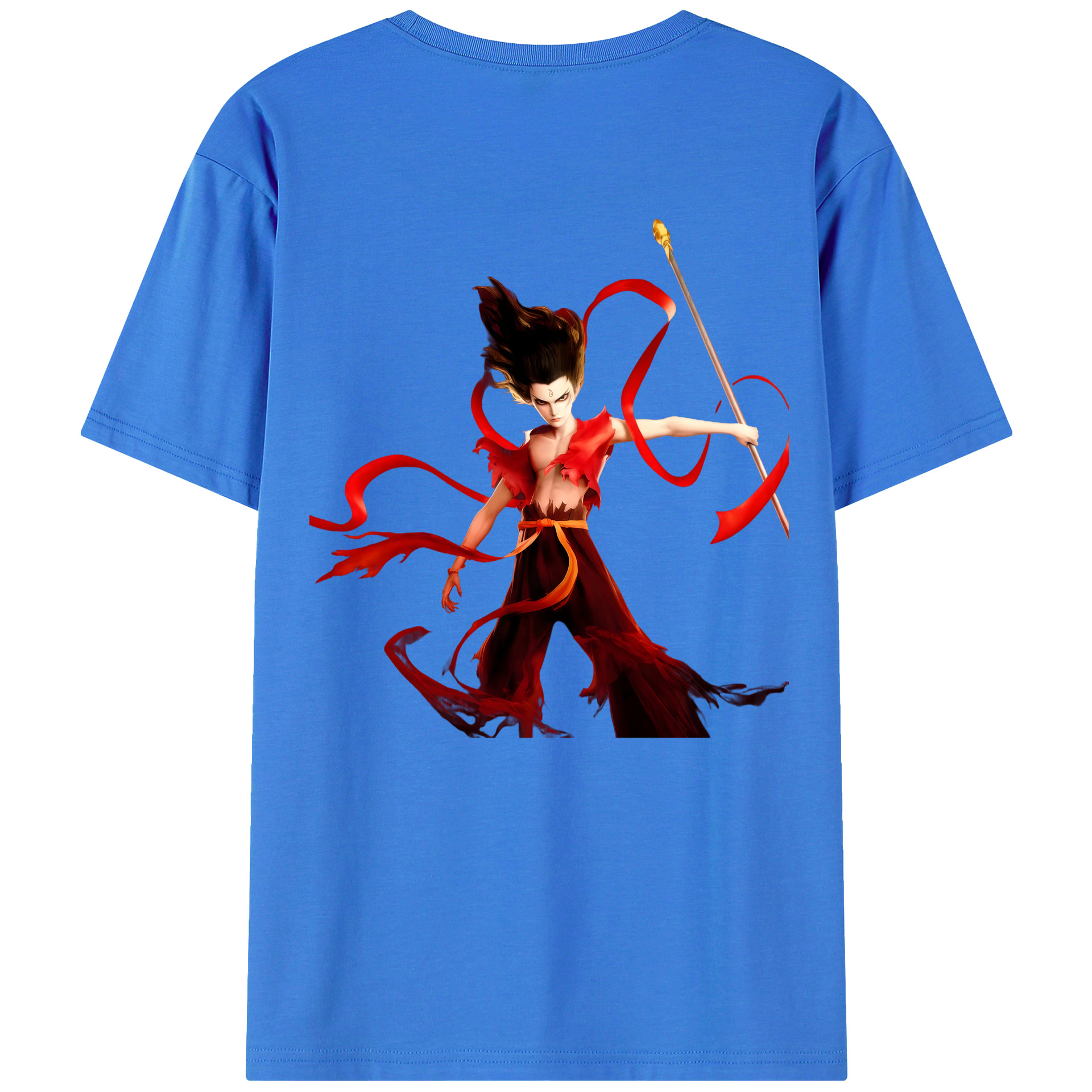 （画像用） Ne Zha 2 ナタ 魔童の大暴れ 綿100％ メンズ半袖Tシャツ（バックプリント） 通気性