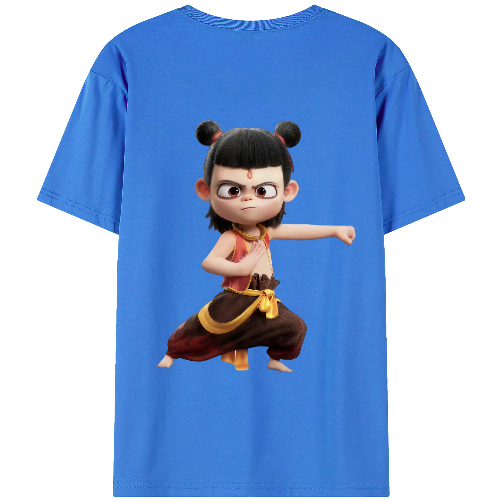 （画像用） Ne Zha 2 ナタ 魔童の大暴れ 綿100％ メンズ半袖Tシャツ（バックプリント） 通気性