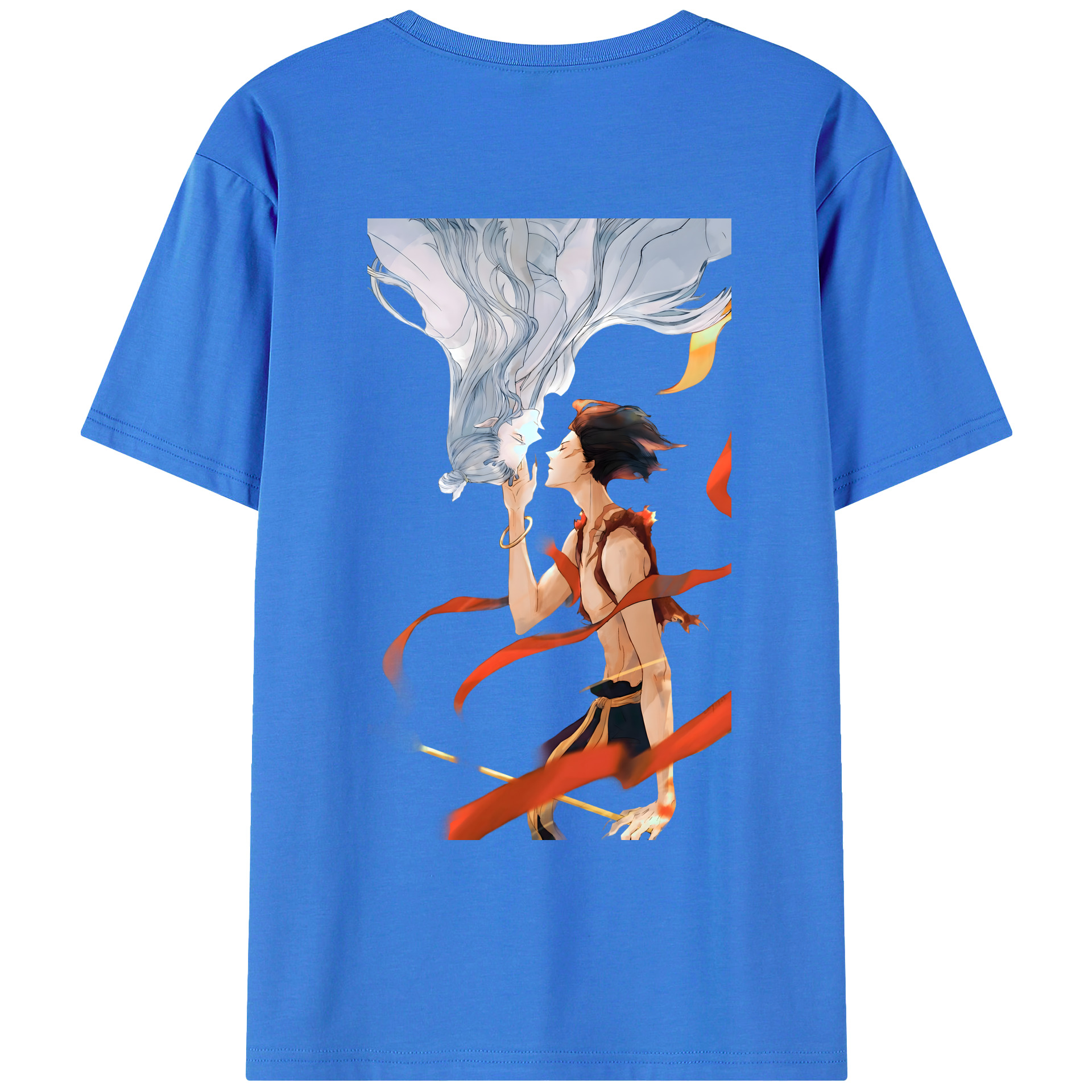 （画像用） Ne Zha 2 ナタ 魔童の大暴れ 綿100％ メンズ半袖Tシャツ（バックプリント） 通気性