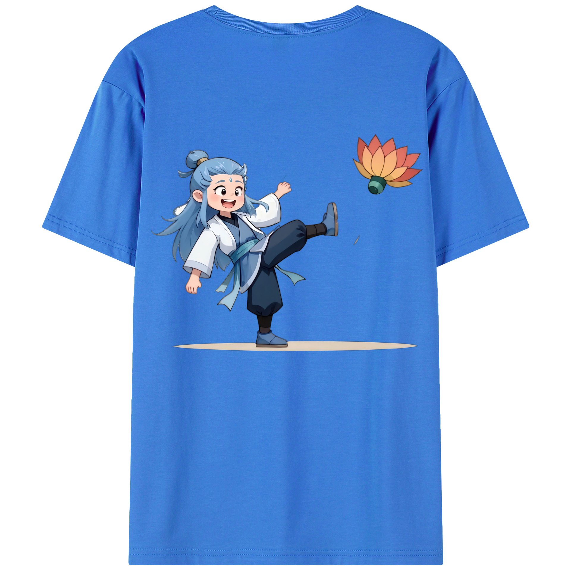 （画像用） Ne Zha 2 ナタ 魔童の大暴れ 綿100％ メンズ半袖Tシャツ（バックプリント） 通気性