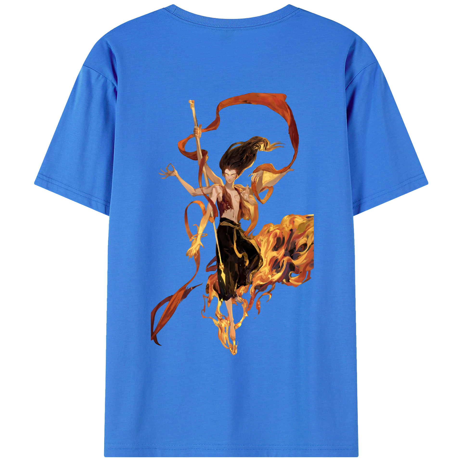 （画像用） Ne Zha 2 ナタ 魔童の大暴れ 綿100％ メンズ半袖Tシャツ（バックプリント） 通気性