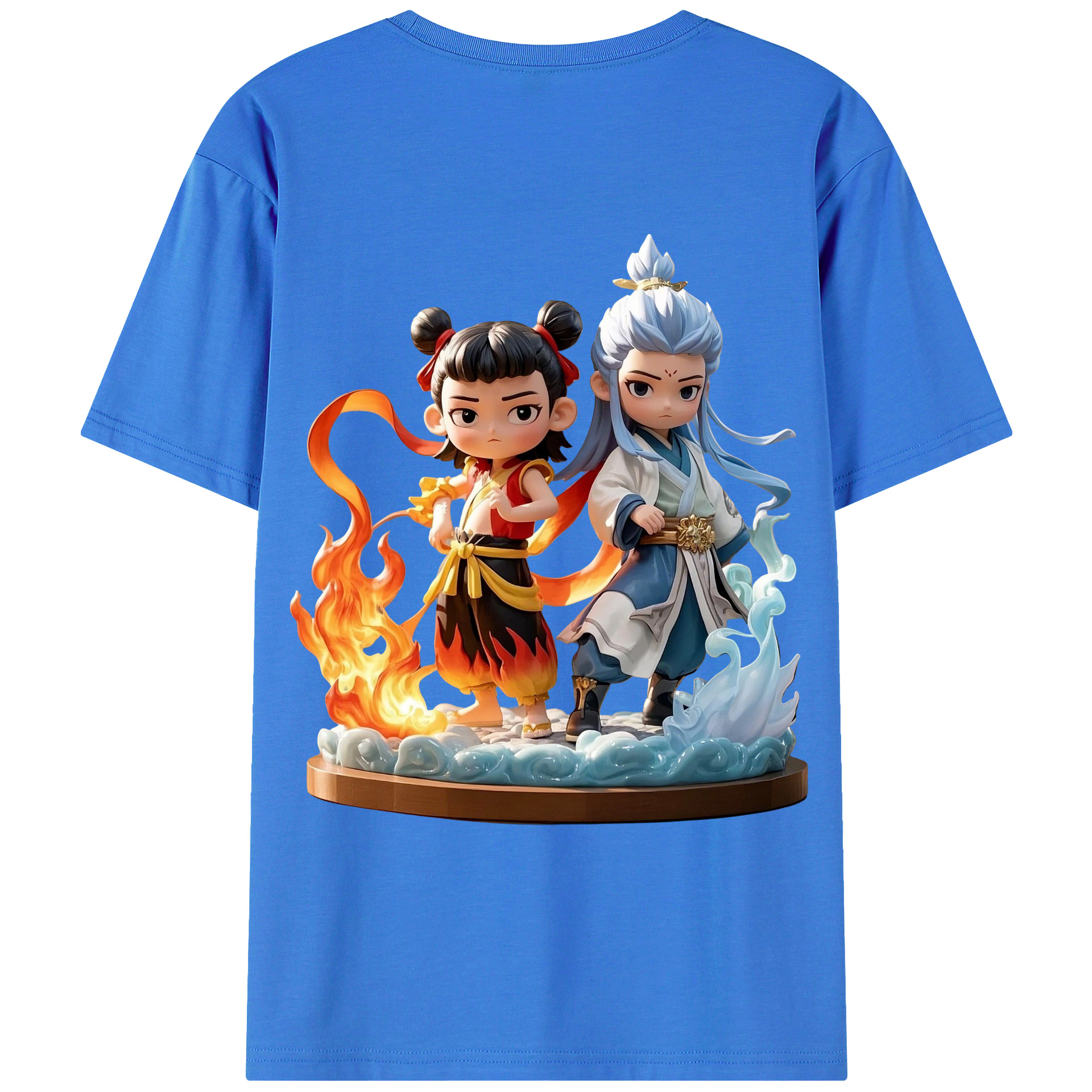 （画像用） Ne Zha 2 ナタ 魔童の大暴れ 綿100％ メンズ半袖Tシャツ（バックプリント） 通気性