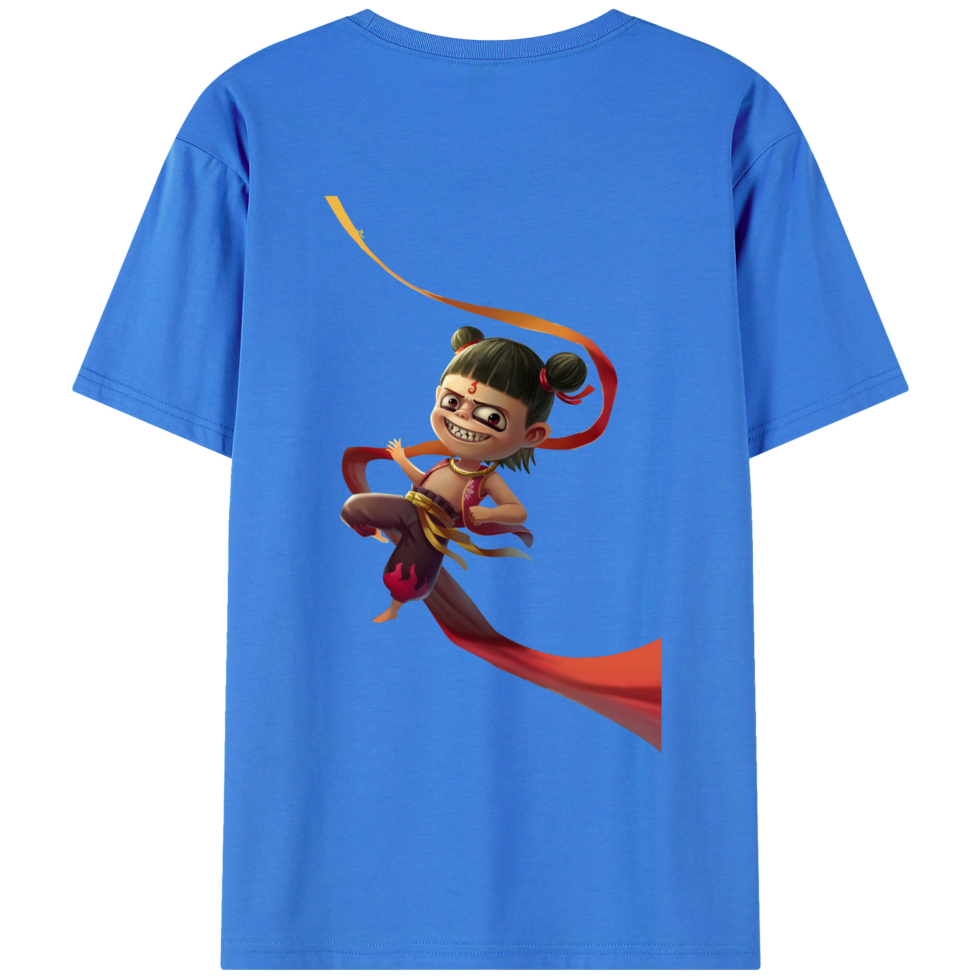 （画像用） Ne Zha 2 ナタ 魔童の大暴れ 綿100％ メンズ半袖Tシャツ（バックプリント） 通気性