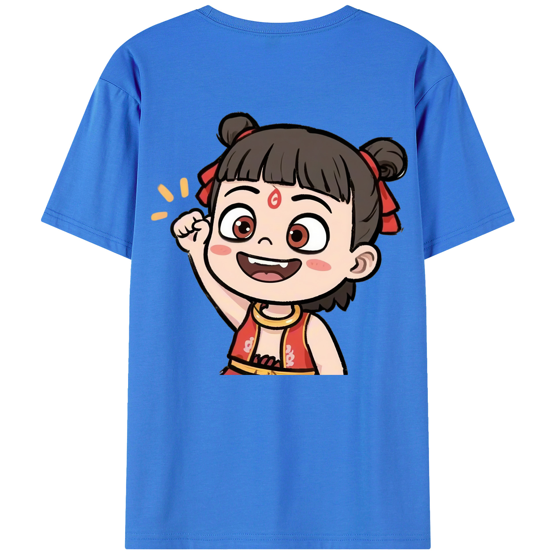 （画像用） Ne Zha 2 ナタ 魔童の大暴れ 綿100％ メンズ半袖Tシャツ（バックプリント） 通気性