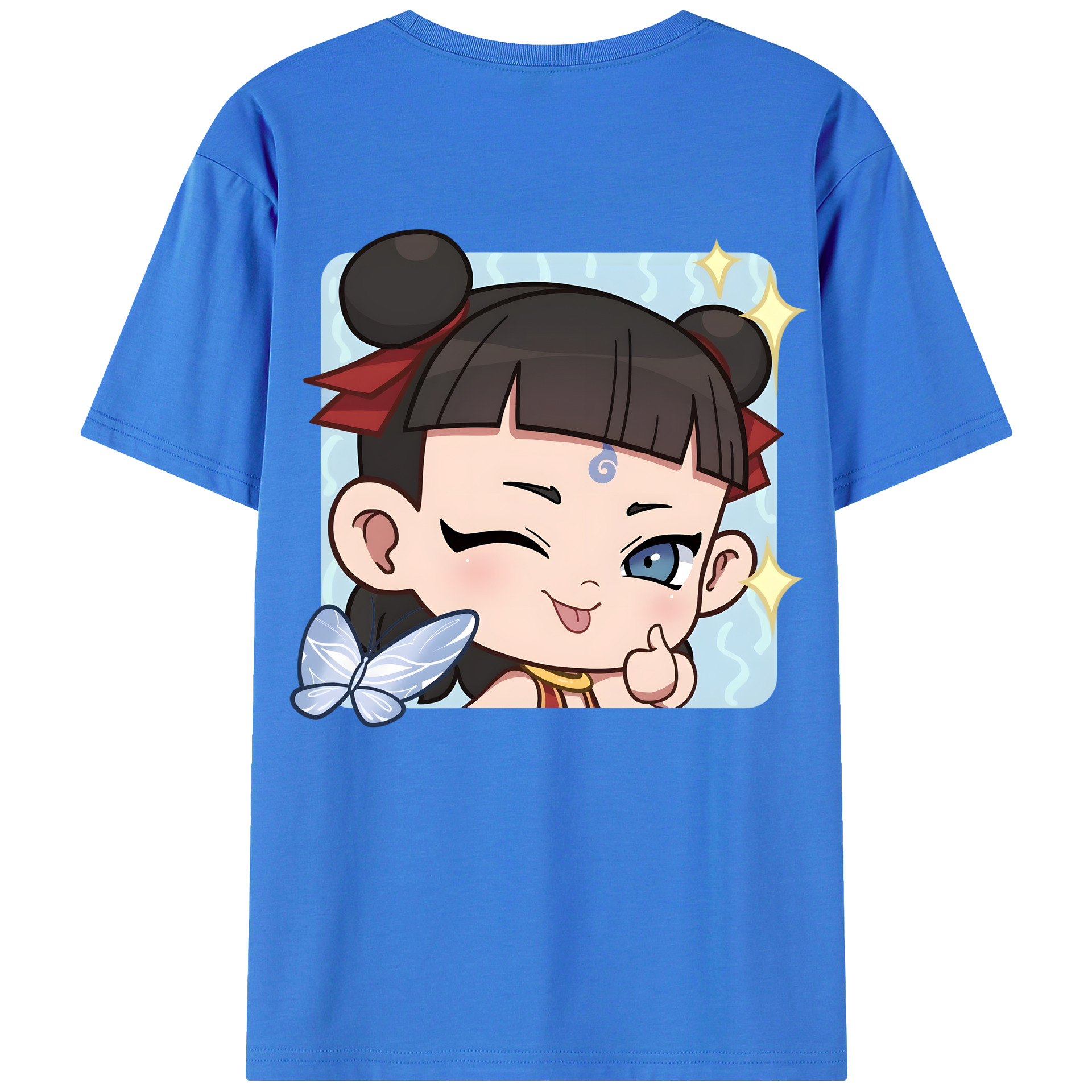 （画像用） Ne Zha 2 ナタ 魔童の大暴れ 綿100％ メンズ半袖Tシャツ（バックプリント） 通気性